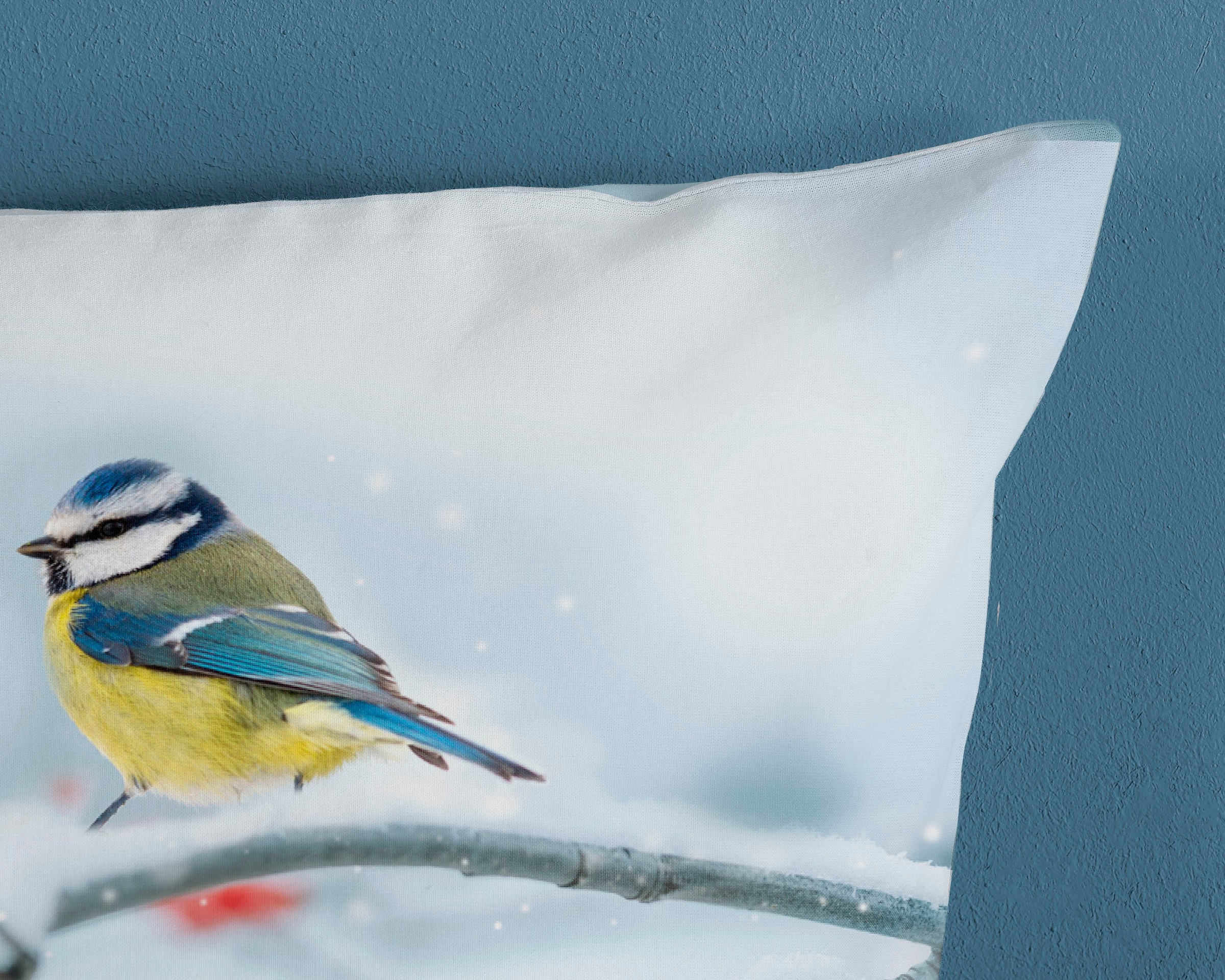 good morning Wendebettwäsche »Crisp«, 100% Baumwolle, 135x200, Reißverschluss, Wendeoptik, Vogel, Winter