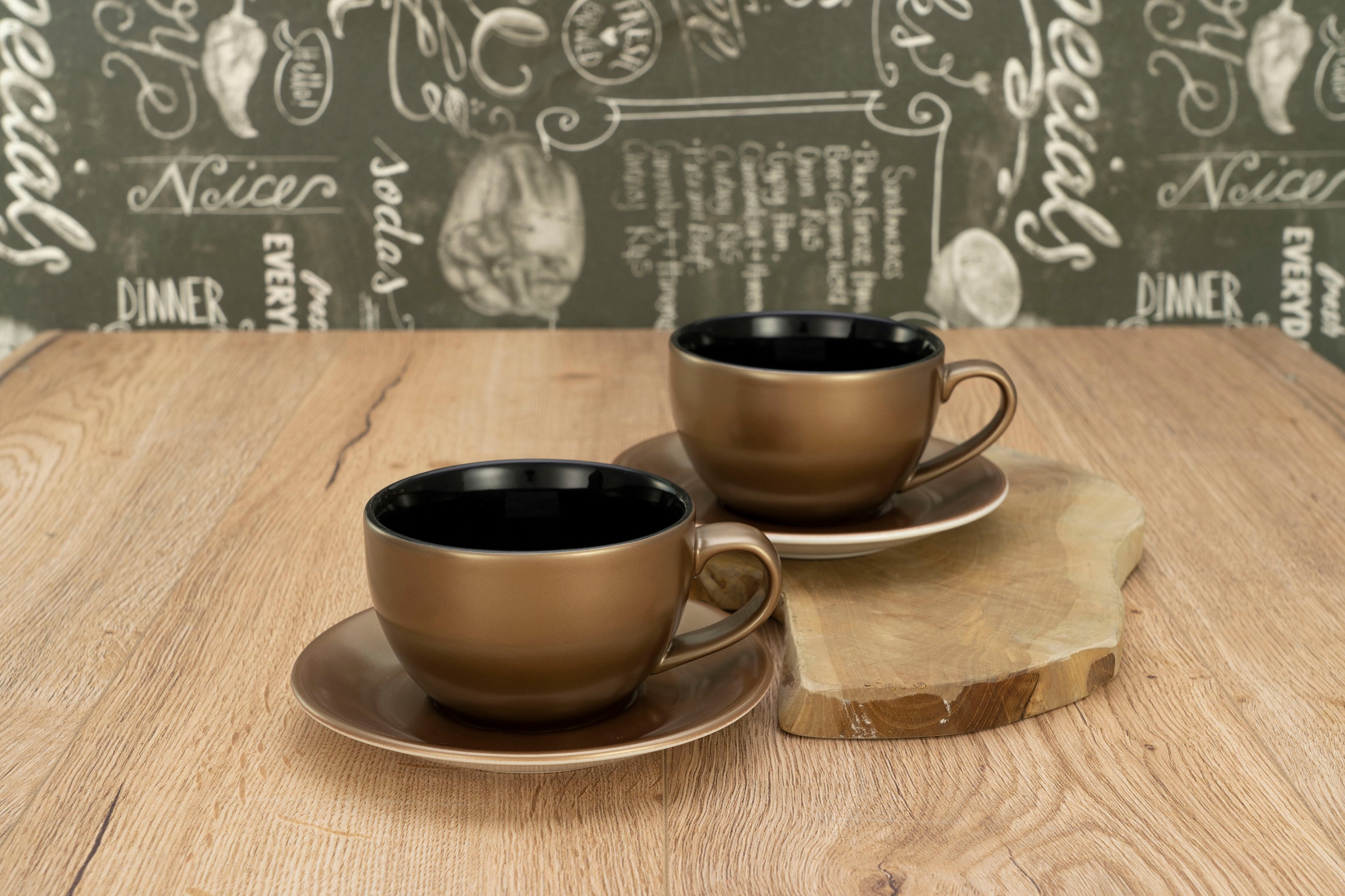 CreaTable Cappuccinotasse »Golden Days«, 4-teilig, inkl. Untertasse