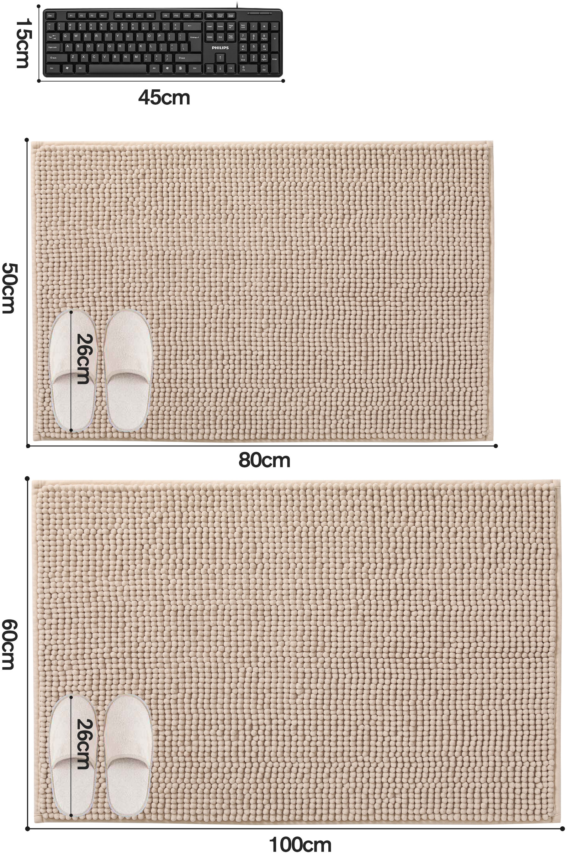 OTTO home Badematte »Vanessa Chenille, Badvorleger, Badezimmer Teppich, Duschvorleger« Höhe 15 mm fußbodenheizungsgeeignet | schnell trocknend | strapazierfähig Uni Farben, besonders weich