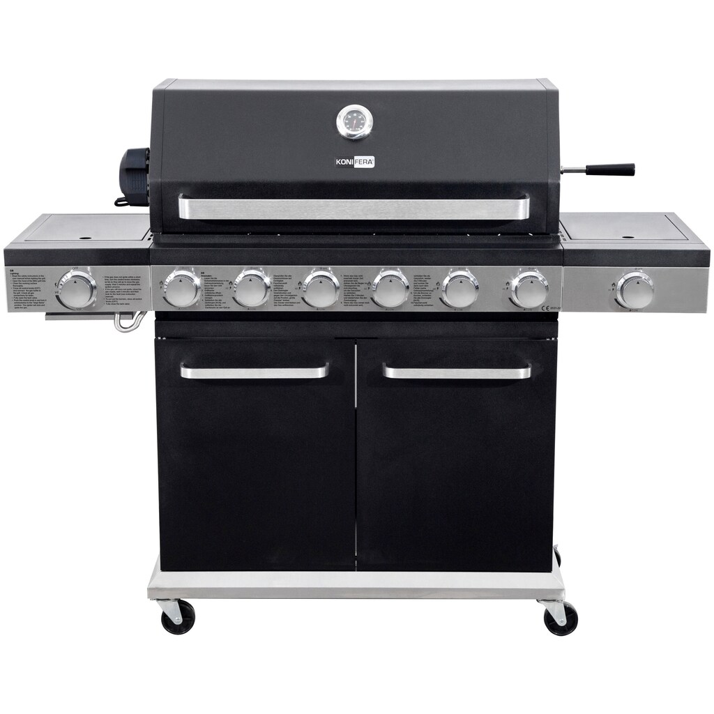 KONIFERA Gasgrill »Montreal XL«, BxTxH: 141x47,5x114, 6 Haupt-, 1 Seiten- und 1 Infrarotbrenner
