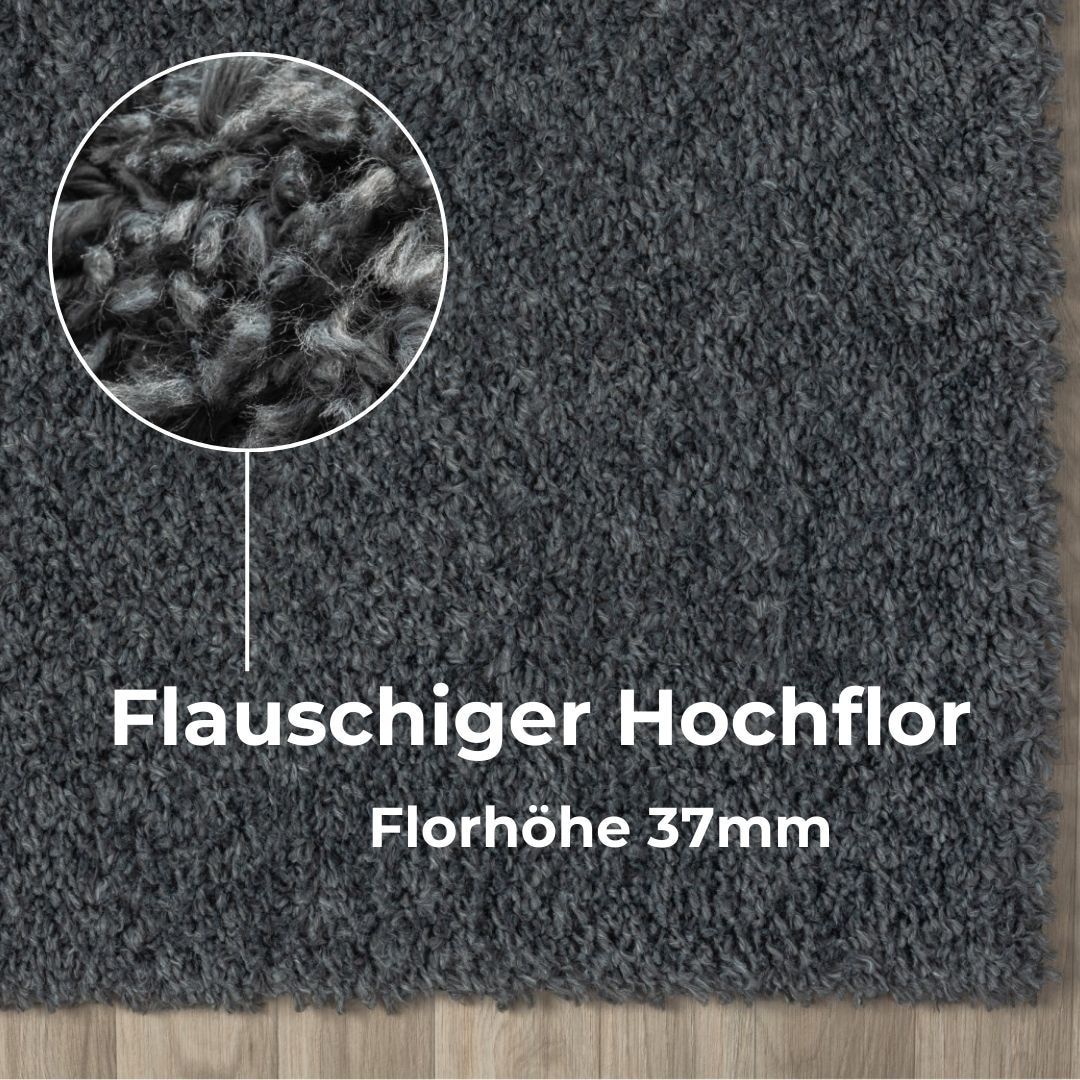 my home Hochflor-Teppich »Banji«, rechteckig, 37 mm Höhe, Uni Farben, weich und flauschig, auch als Läufer & in rund erhältlich