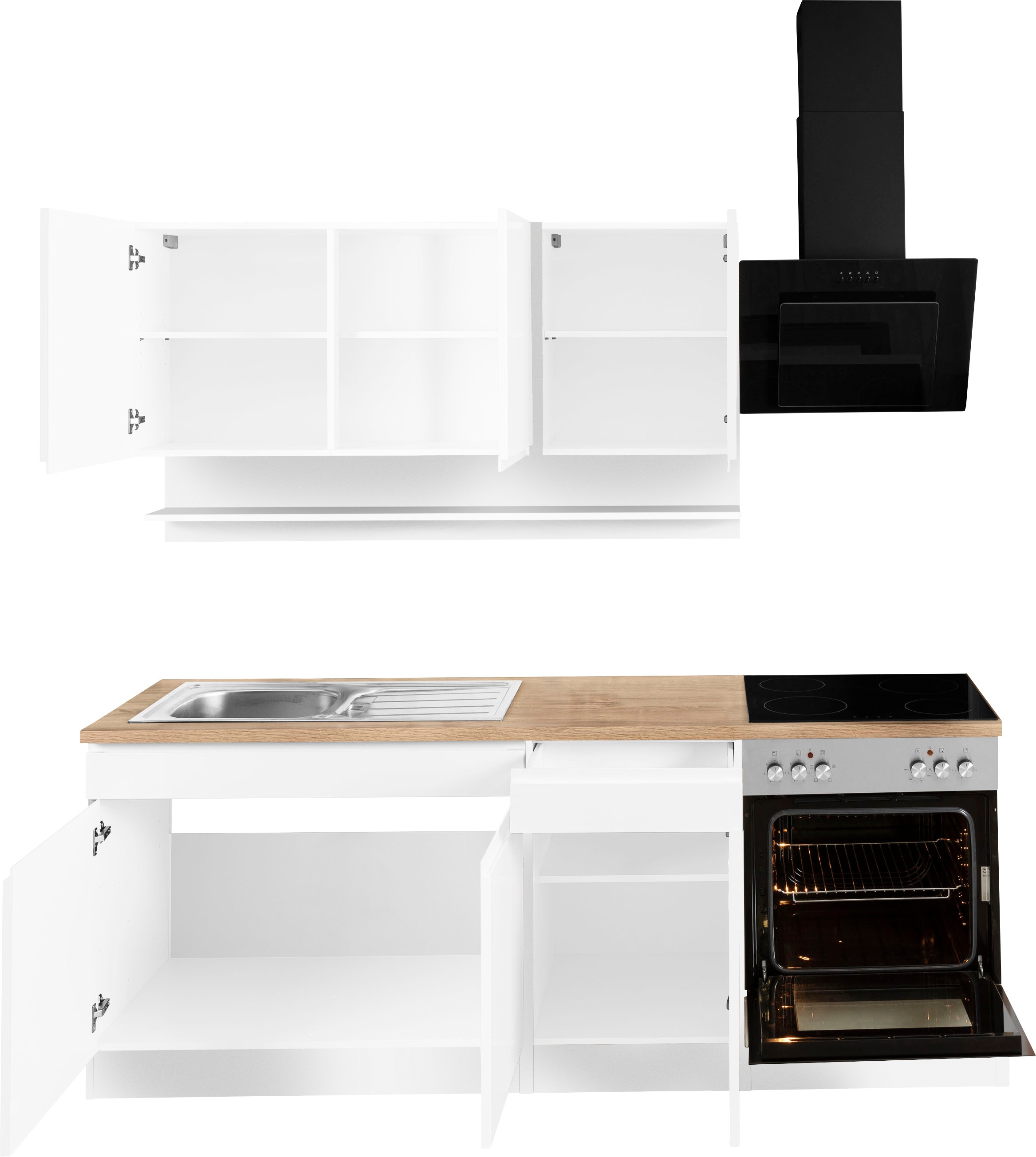 KOCHSTATION Küchenzeile »KS-Virginia« Breite 210 cm, mit oder ohne E-Geräte