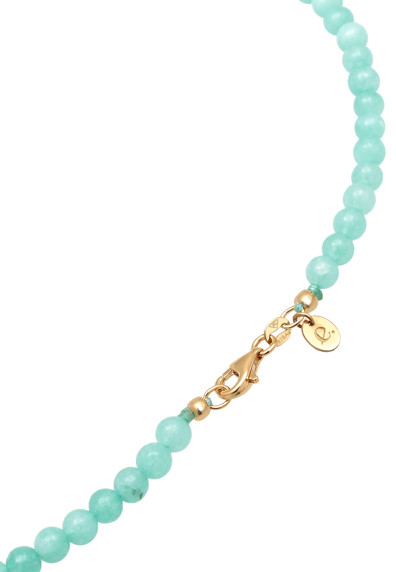Elli Premium Silberkette »Halskette Amazonit Perlen Hellgrün Beads 925 Silber vergoldet«