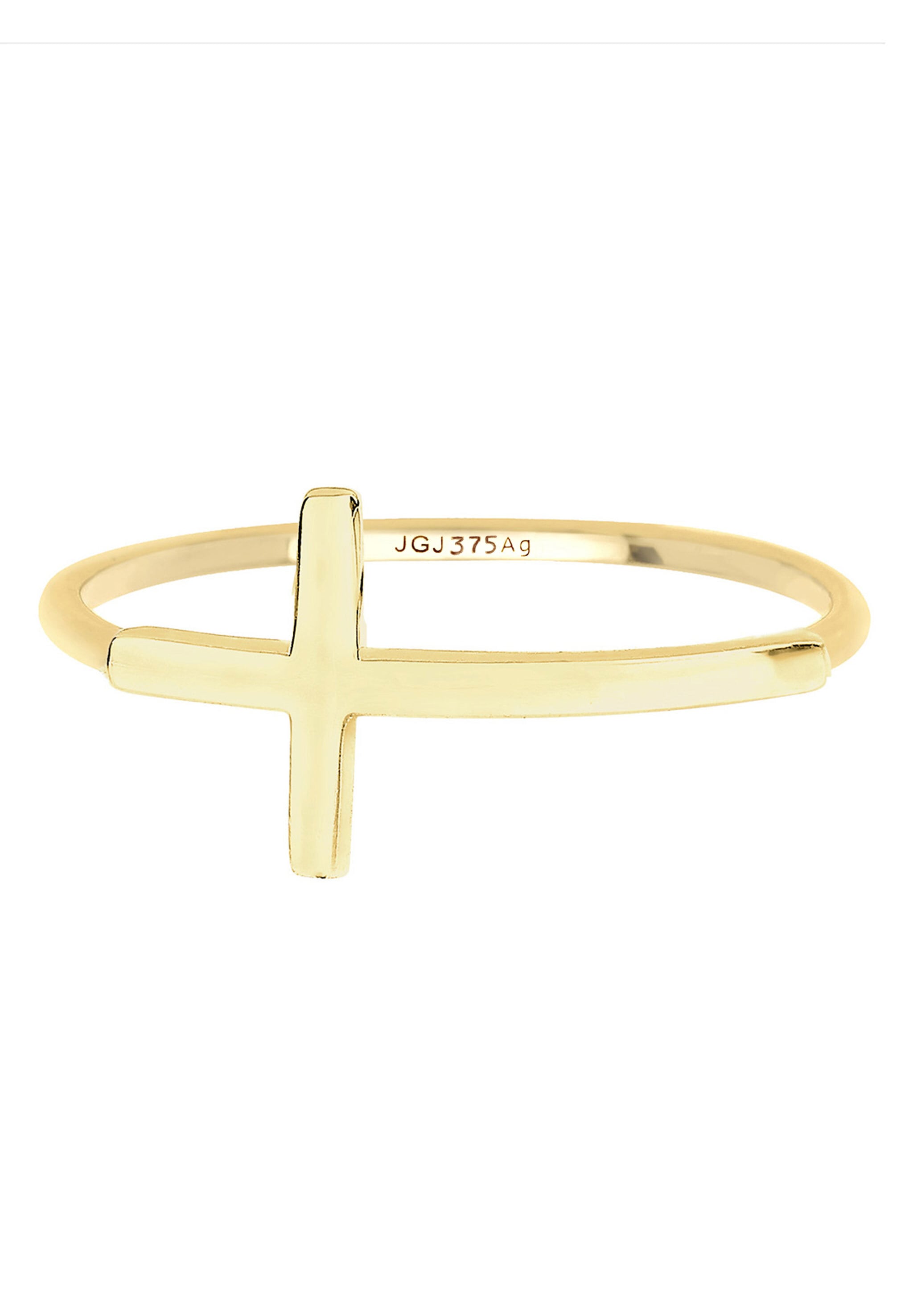 Elli Premium Silberring »Ring Ring Kreuz 375 Gelbgold«