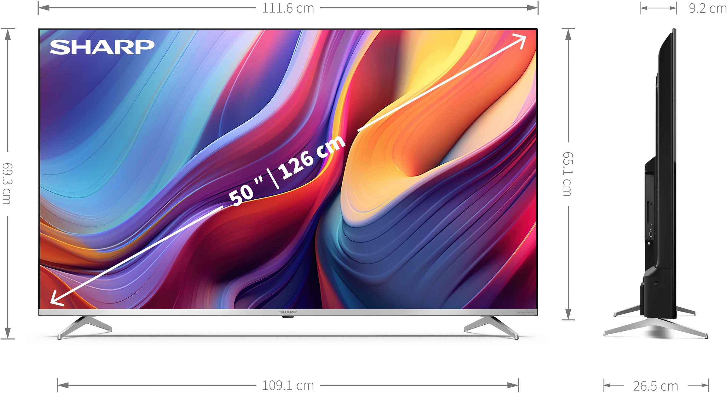 Sharp QLED-Fernseher »SHARP 50GP6265E Quantum Dot Google TV 126 cm (50 Zoll) 4K Ultra HD«, 126 cm/50 Zoll, 4K Ultra HD, Google TV-Smart-TV, Quantum Dot, QLED, Dolby Atmos, Dolby Vision, HDMI 2.1 mit eARC