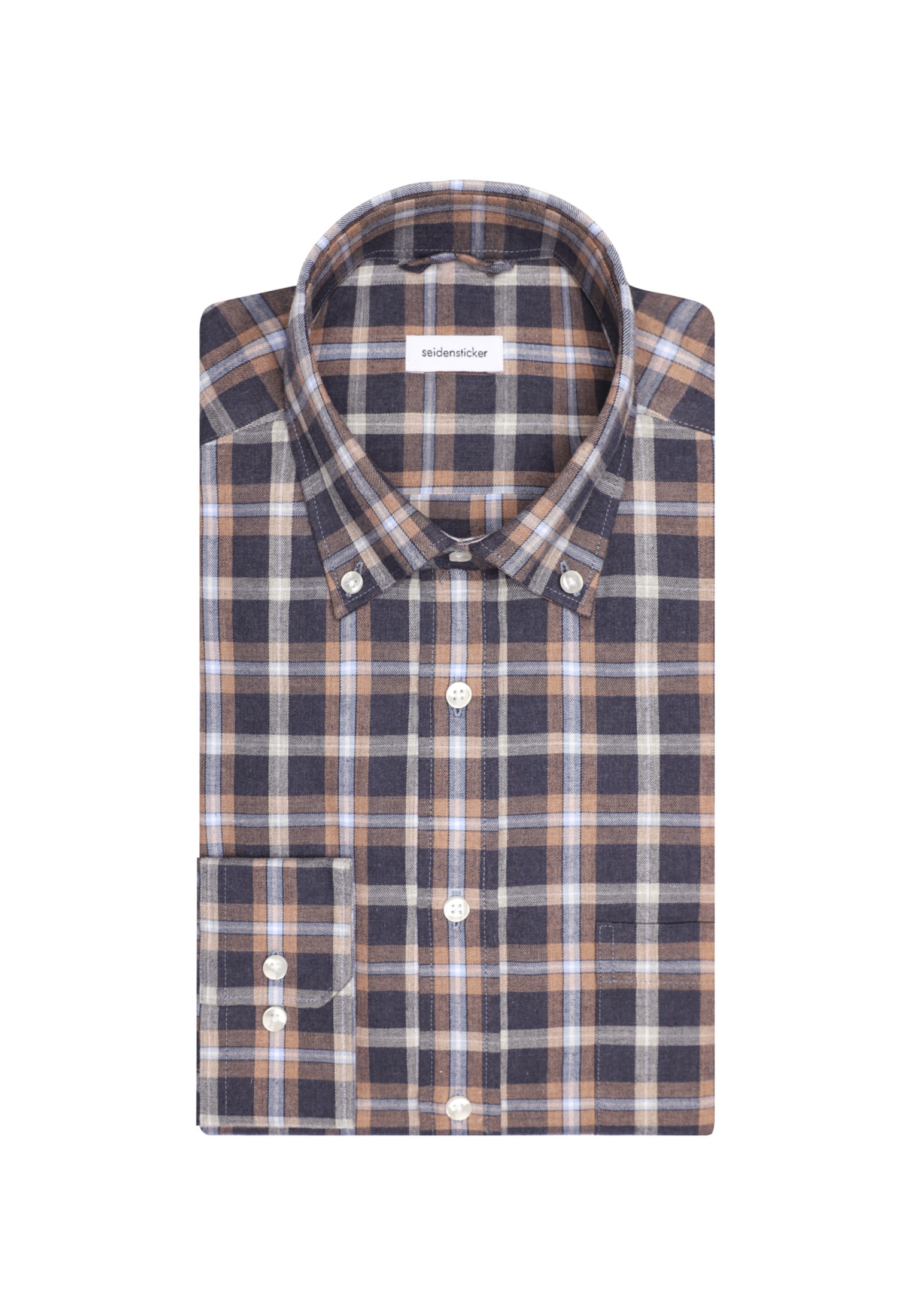 seidensticker Flanellhemd »Regular«, Regular Langarm Button-Down-Kragen Karo