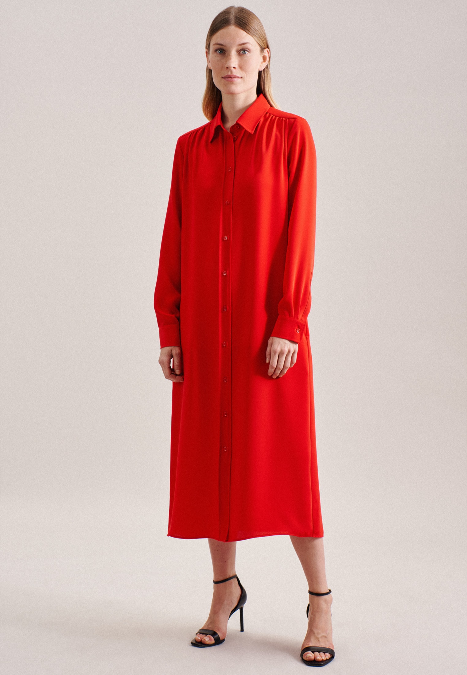 seidensticker Sommerkleid »Schwarze Rose« Langarm Kragen Uni