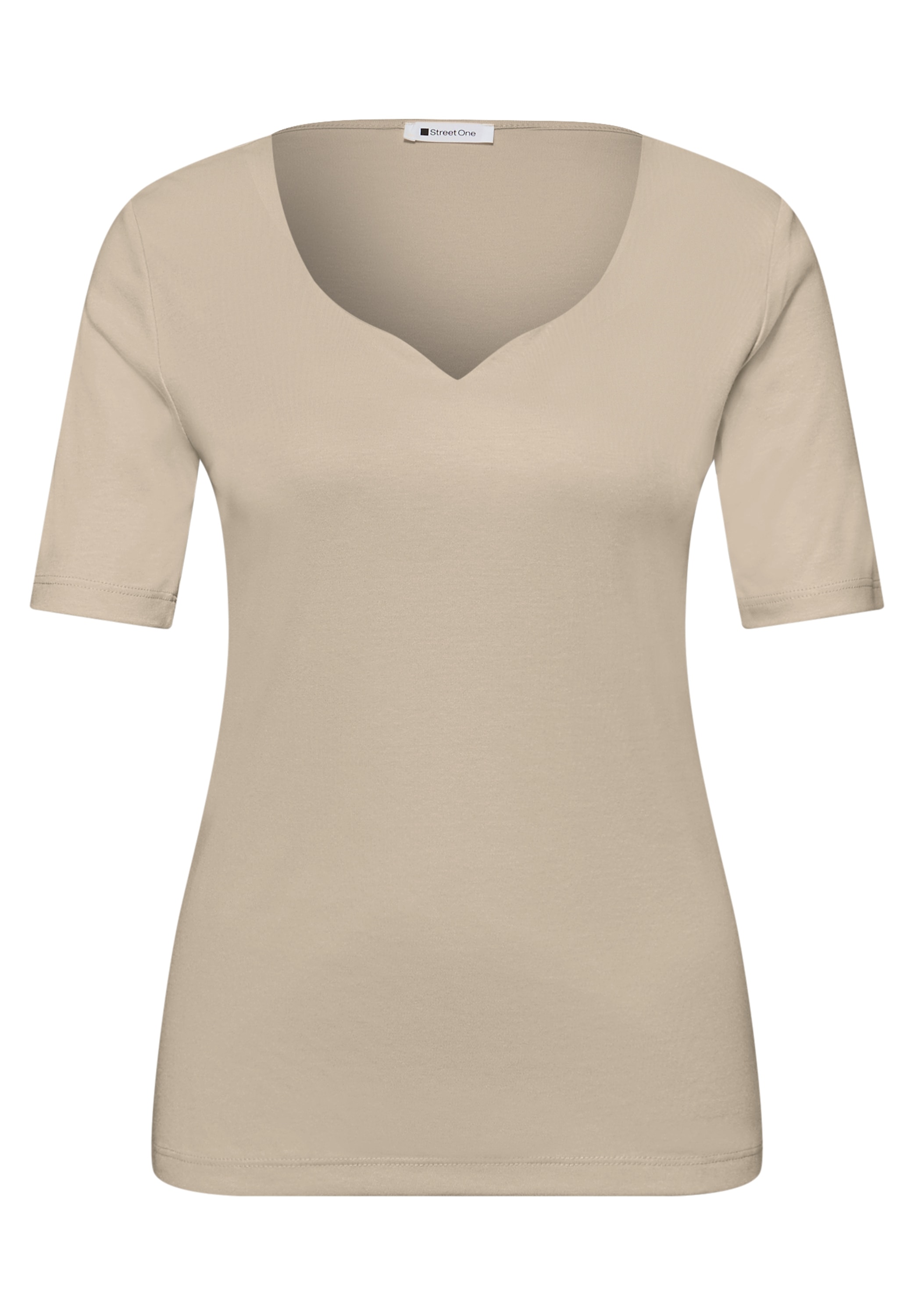 STREET ONE Kurzarmshirt »Style Ada« Sommershirt mit Herz-Ausschnitt