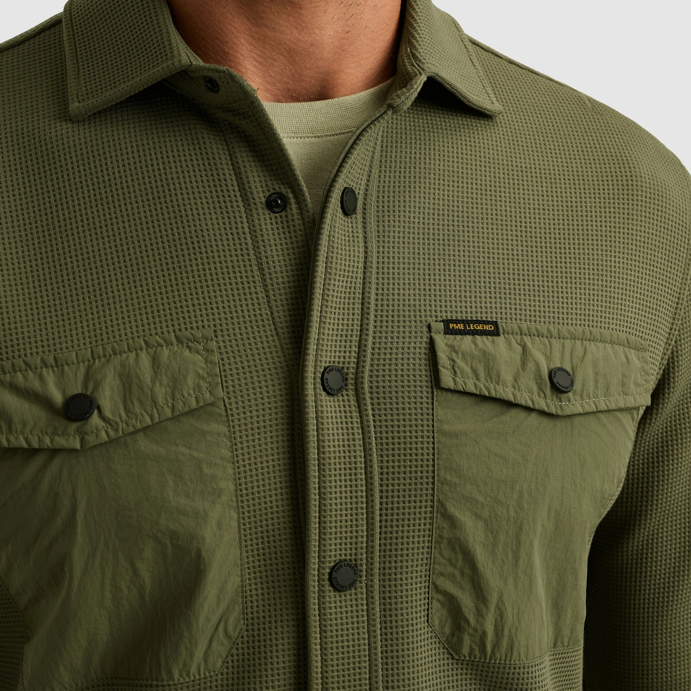 PME LEGEND Langarmhemd mit Druckknöpfen und Brusttaschen