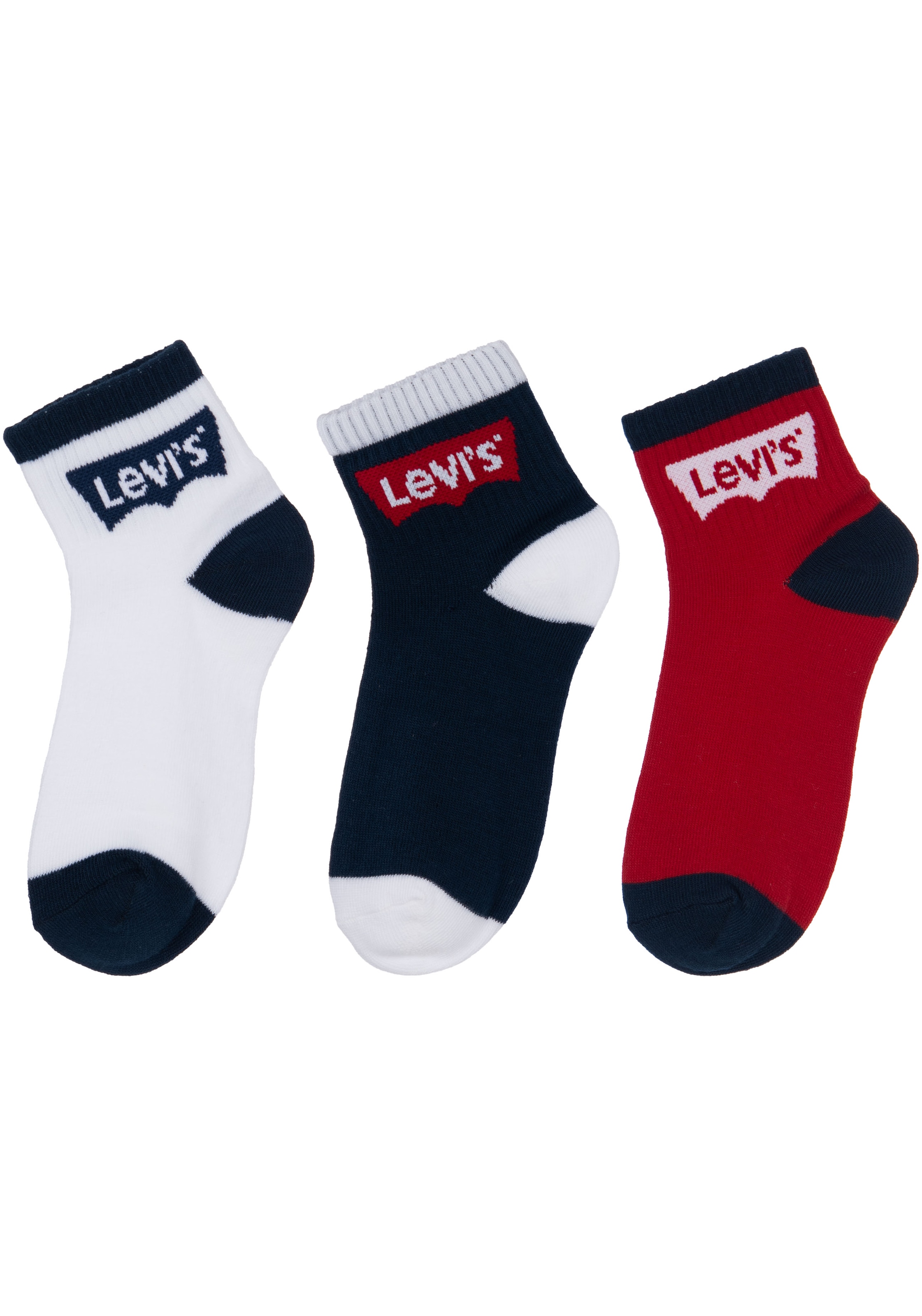 Levi's® Kids Socken »BATWING MID CUT3PK«, (Packung, 3 Paar), im 3er-Pack