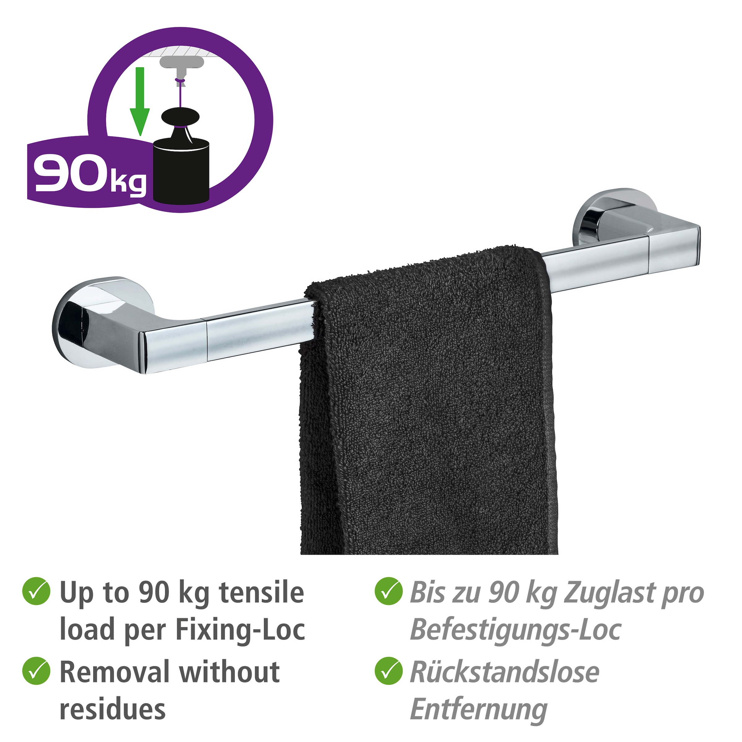 WENKO Handtuchstange »UV-Loc® Maribor« befestigen ohne Bohren