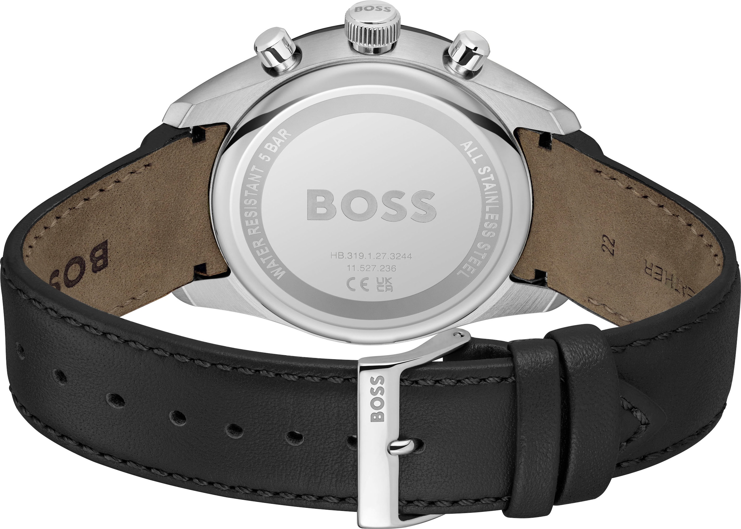 BOSS Chronograph »GRAND PRIX 44« Quarzuhr, Armbanduhr, Herrenuhr, Lederarmband, analog, Tag