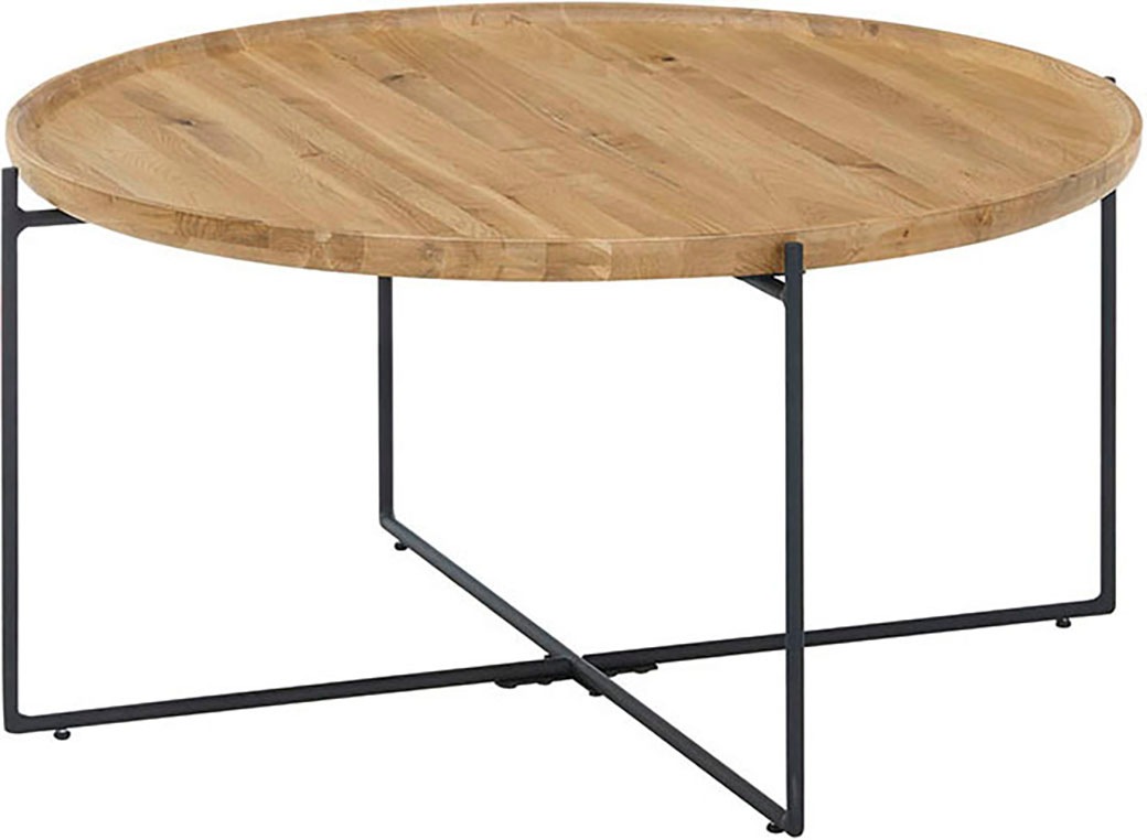 MCA furniture Couchtisch »TREVISO Top Eiche massiv 30mm«, Eiche massiv natur, Metall schwarz matt, Belastbarkeit 30 kg