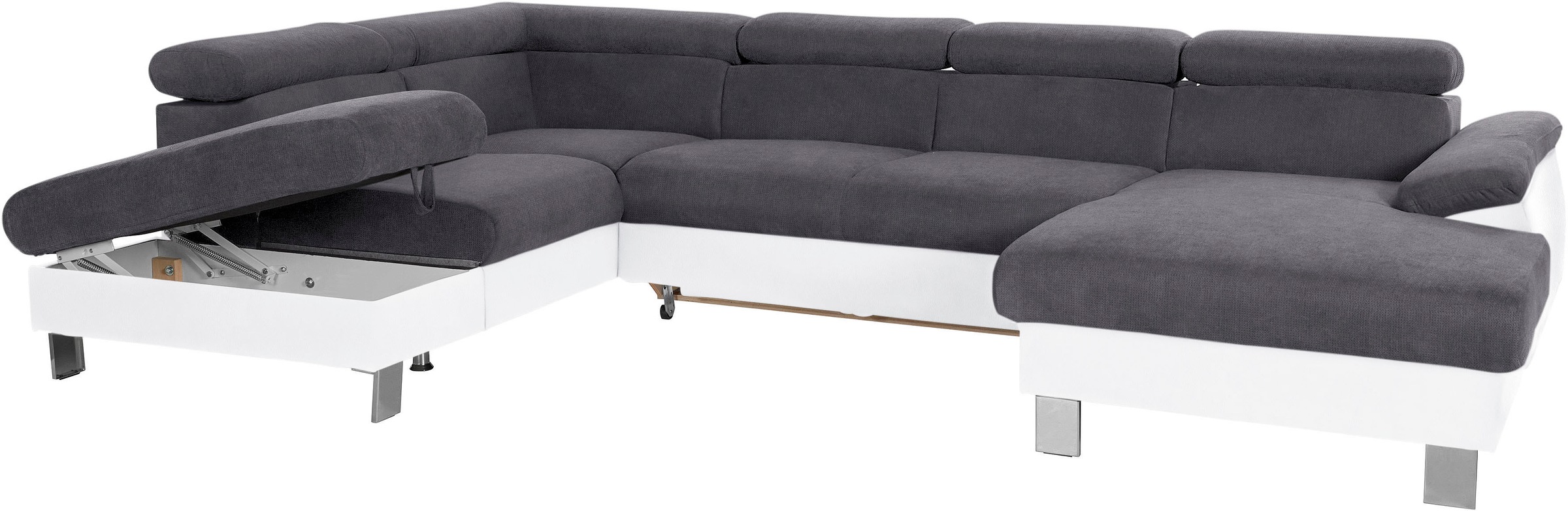 COTTA Wohnlandschaft »Komaris U-Form, B: 320 cm«, mit Kopfteilverstellung, optional Bettfunktion, Bettkasten & Licht