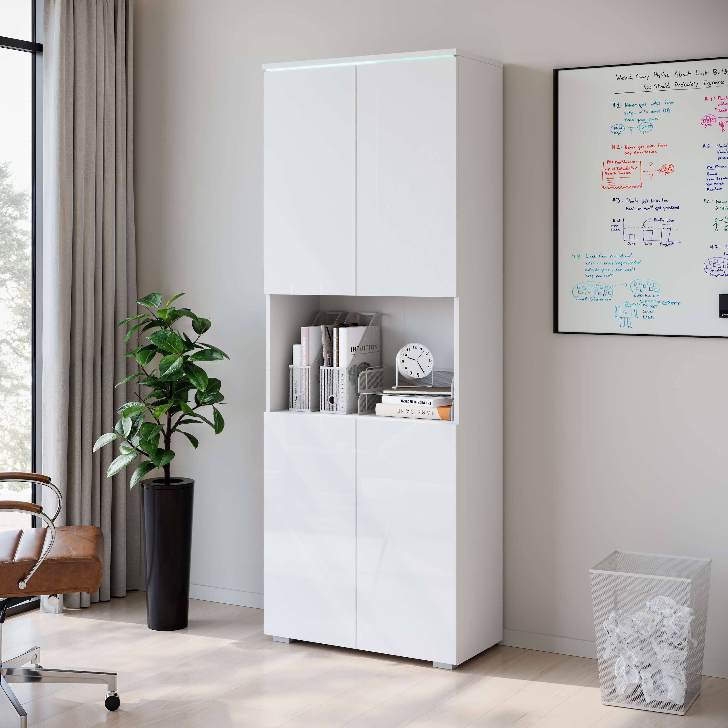 INOSIGN Aktenschrank »Vera, Mehrzweckschrank mit LED-Beleuchtung« Praktischer Stauraum mit höhenverstellbaren Ablageböden, H. 182 cm