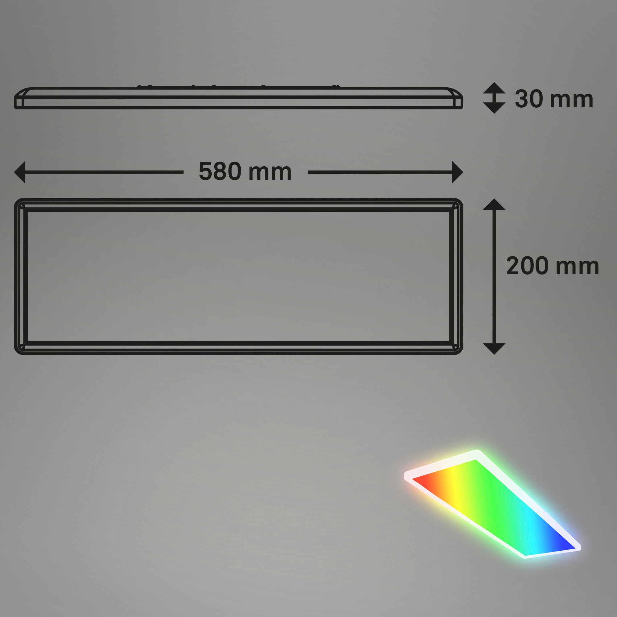 Briloner Leuchten LED Panel »7404016 SLIM«, Leuchtmittel LED-Board | LED fest integriert, Deckenlampe, 58x20x3cm, Weiß, 22W, Wohnzimmer, Schlafzimmer, Küche