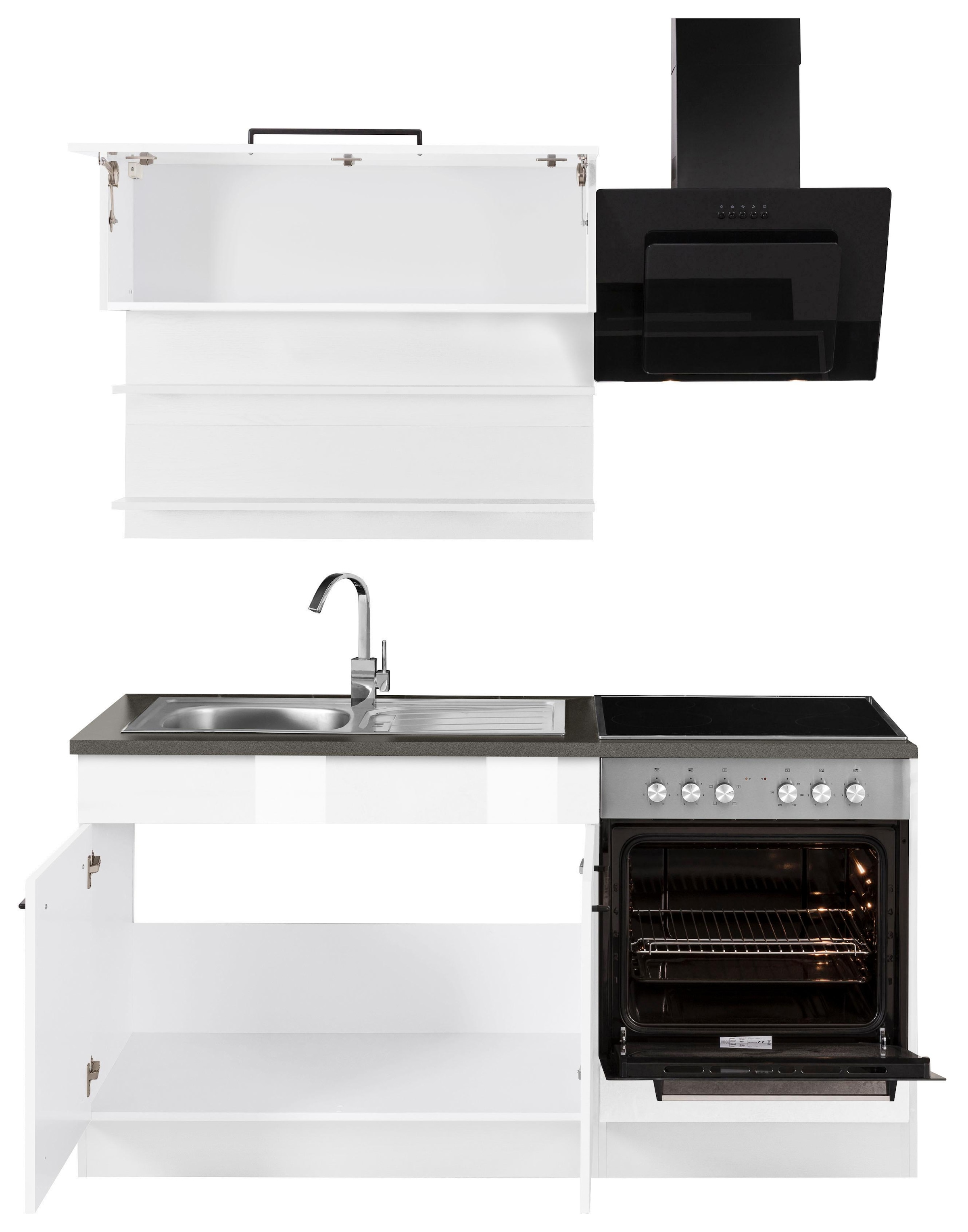 KOCHSTATION Küchenzeile »KS-Tulsa« Breite 160 cm, schwarze Metallgriffe, hochwertige MDF Fronten