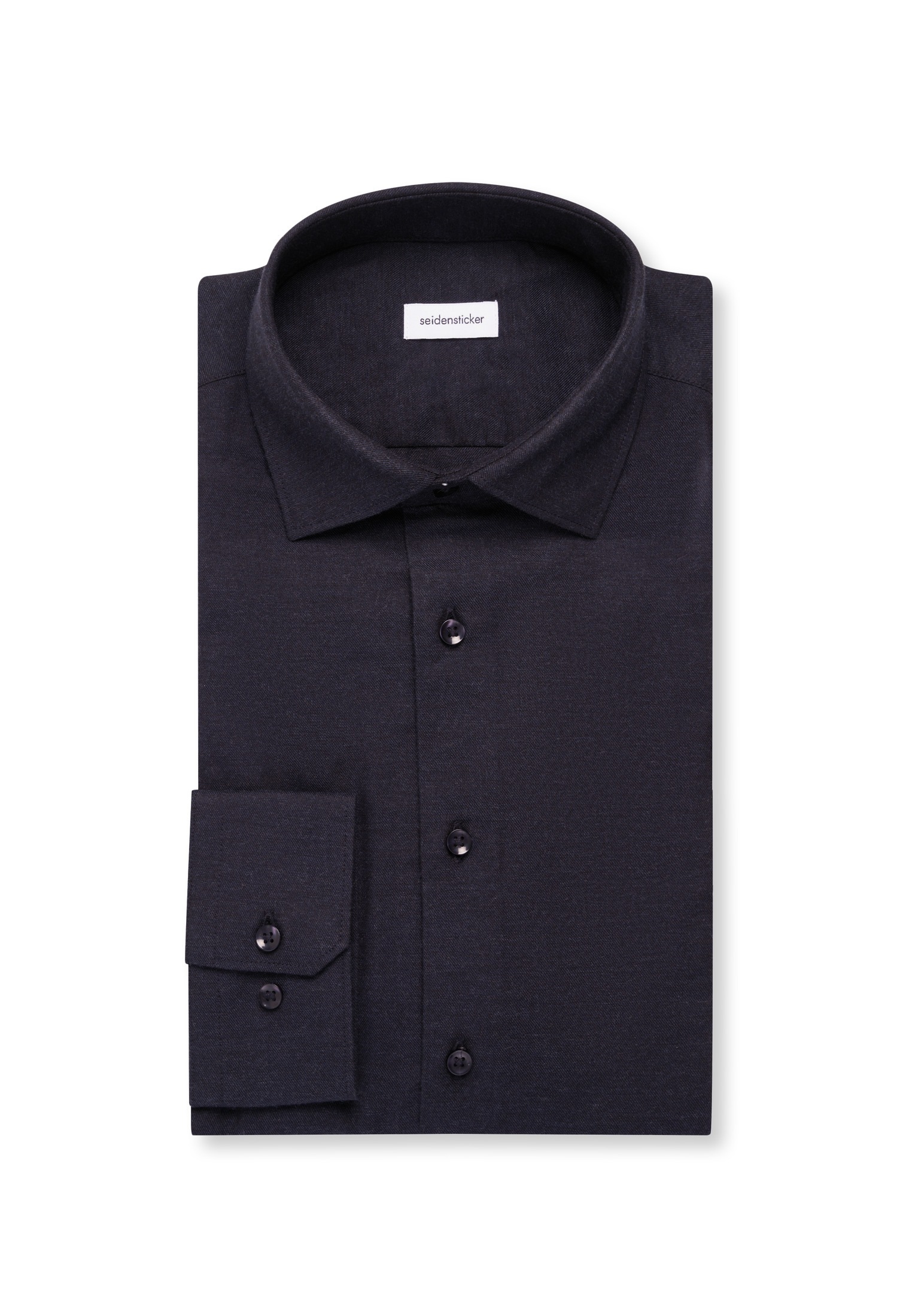 seidensticker Flanellhemd »Schwarze Rose« Shaped 1/1 Kentkragen Uni
