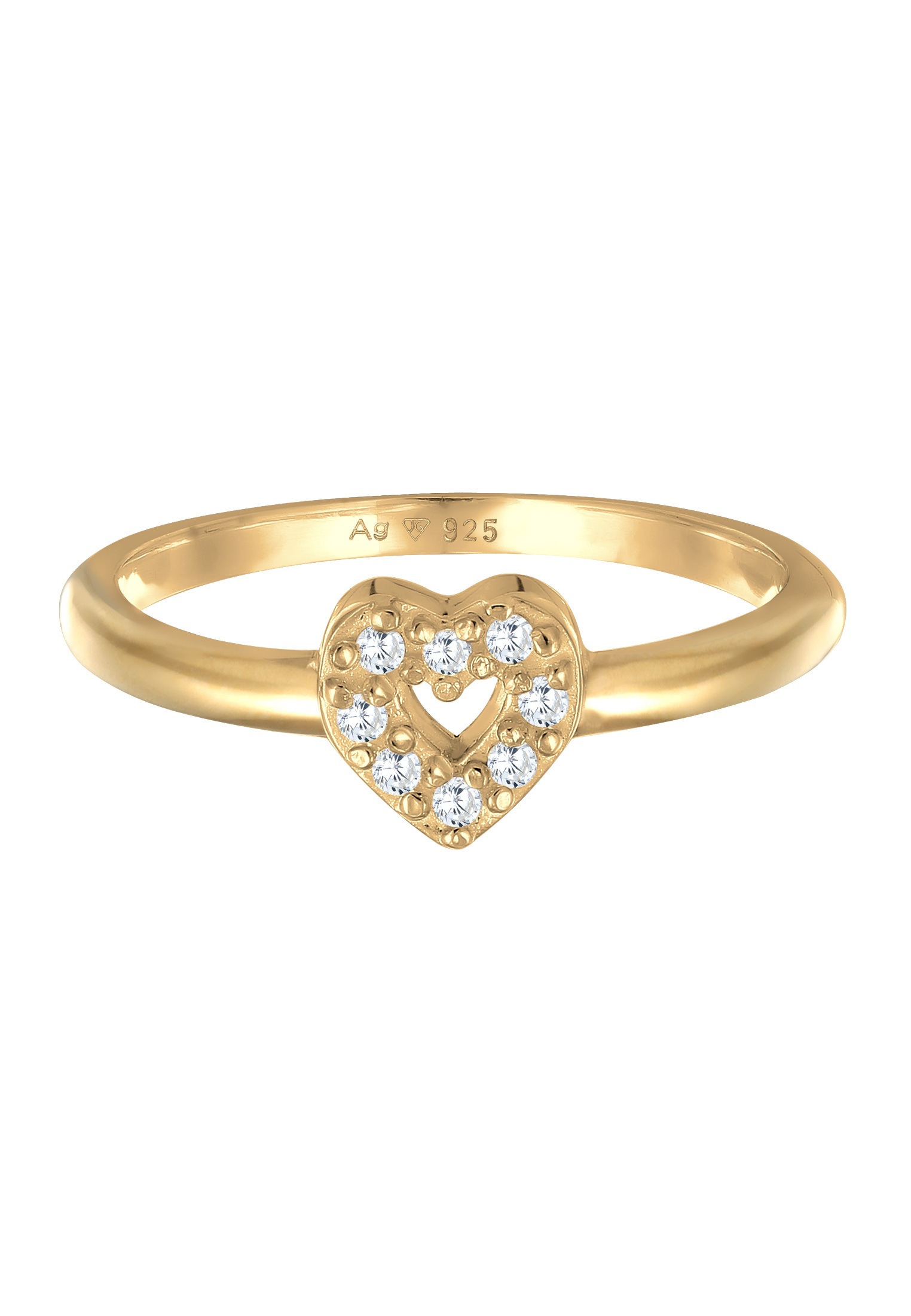 Elli Silberring »Ring mit Herz Zirkonia Steinen Verlobungsring 925 Silber«
