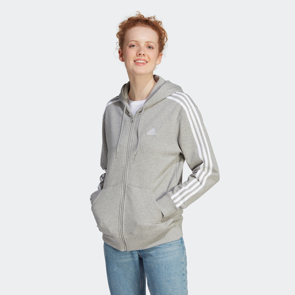 adidas Sportswear Kapuzensweatjacke »ESSENTIALS 3STREIFEN FRENCH TERRY REGULAR KAPUZENJACKE«, (1 tlg.)