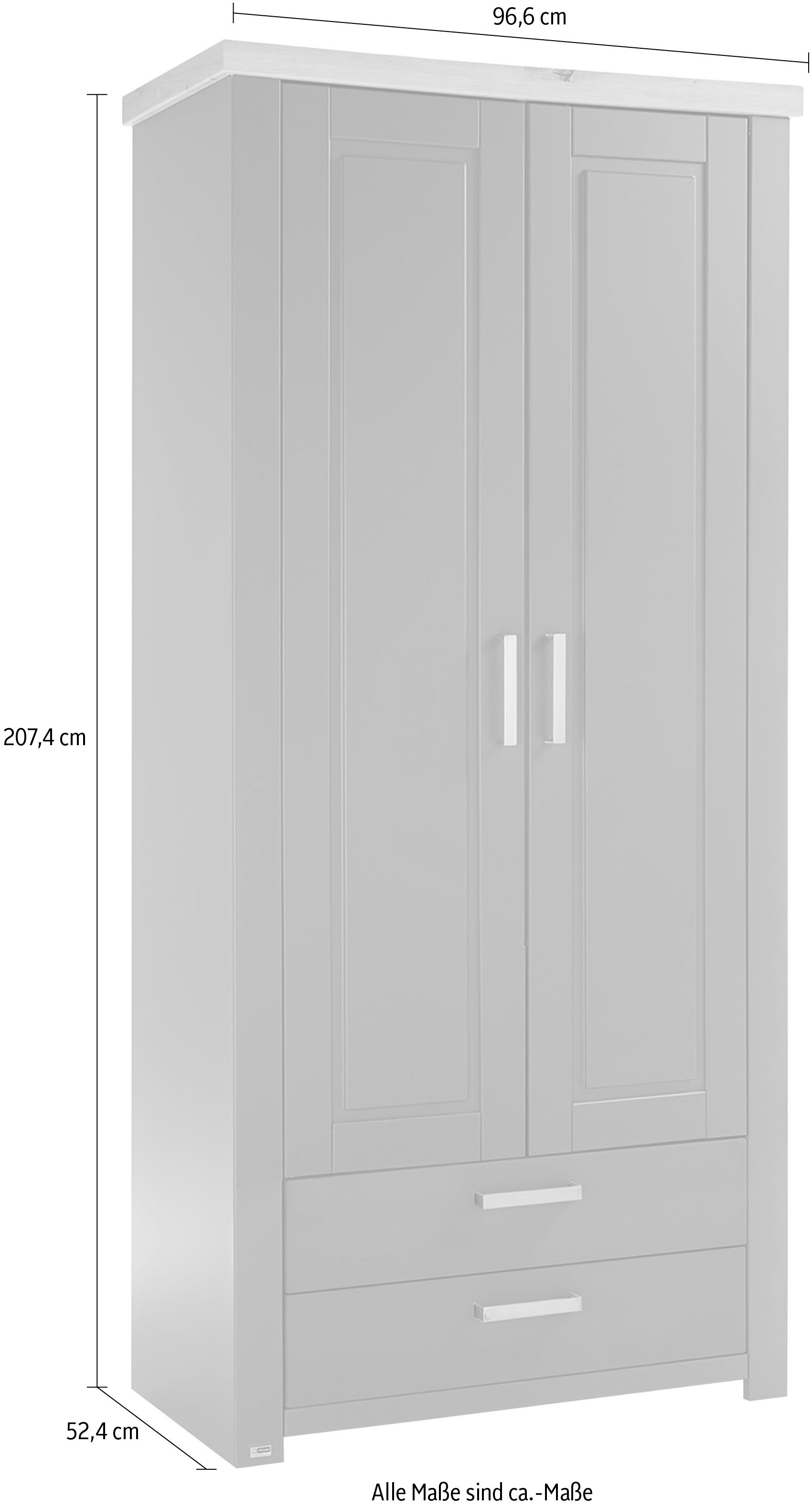 GALLERY M branded by Musterring Kleiderschrank »yosh«, Typ 05, inkl. 4 Einlegeböden, Breite 96,6 cm