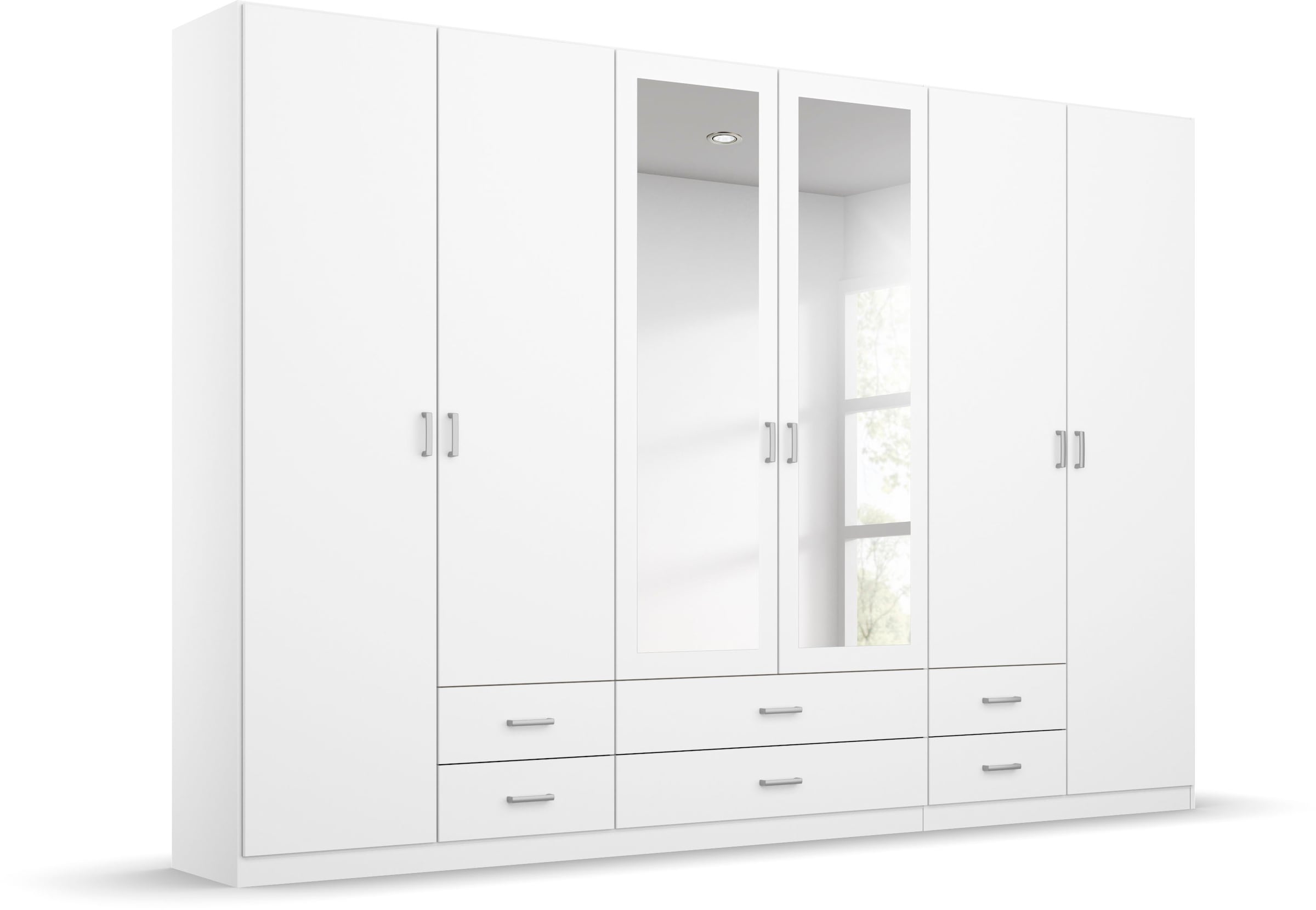 rauch Kleiderschrank »Schrank Garderobe Ankleide GAMMA Breiten 91/136/181/226/271/315/360 cm« in 3 Ausstattungen BASIC/CLASSIC/PREMIUM (inkl. SOFT-CLOSE-Funktion),  verschiedene Griff-Varianten, mit Spiegel TOPSELLER MADE IN GERMANY