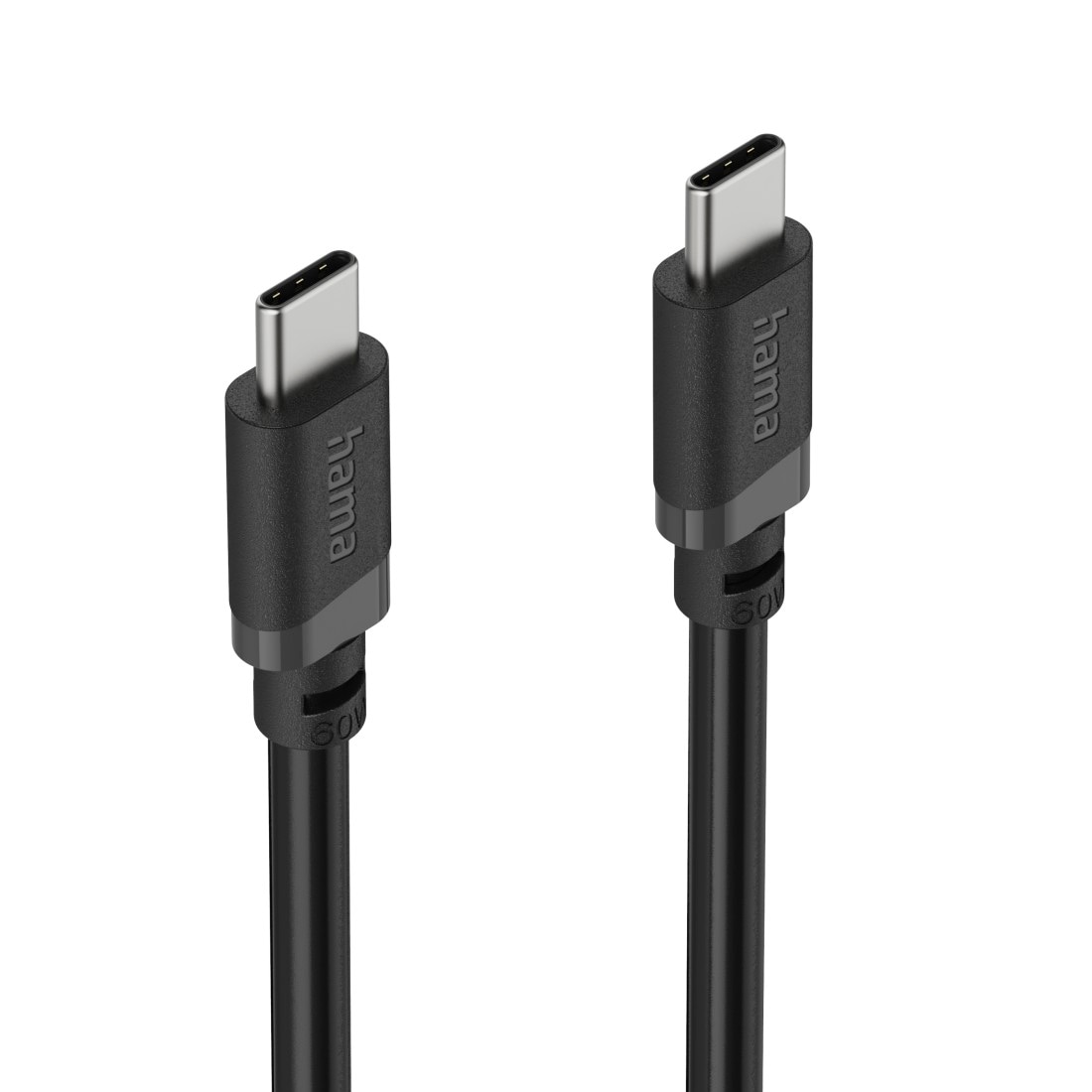 Hama USB-Kabel »USB-C Ladekabel 2 m schwarz« USB-C 200 cm Schnellladen, 480 Mbit/s, 60 W Leistung, breite Kompatibilität