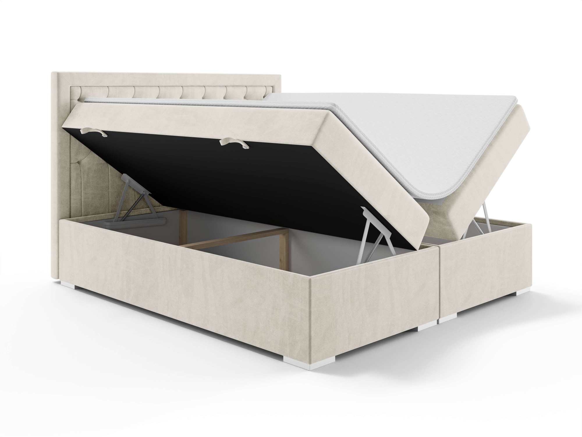 Leonique Polsterbett »SACY mit Matratze und Topper, in 2 Breiten (160 und 180 cm)«, Boxspringbett mit Kopfteil, Bettkasten, Matratze (BFK/TFK) und Topper