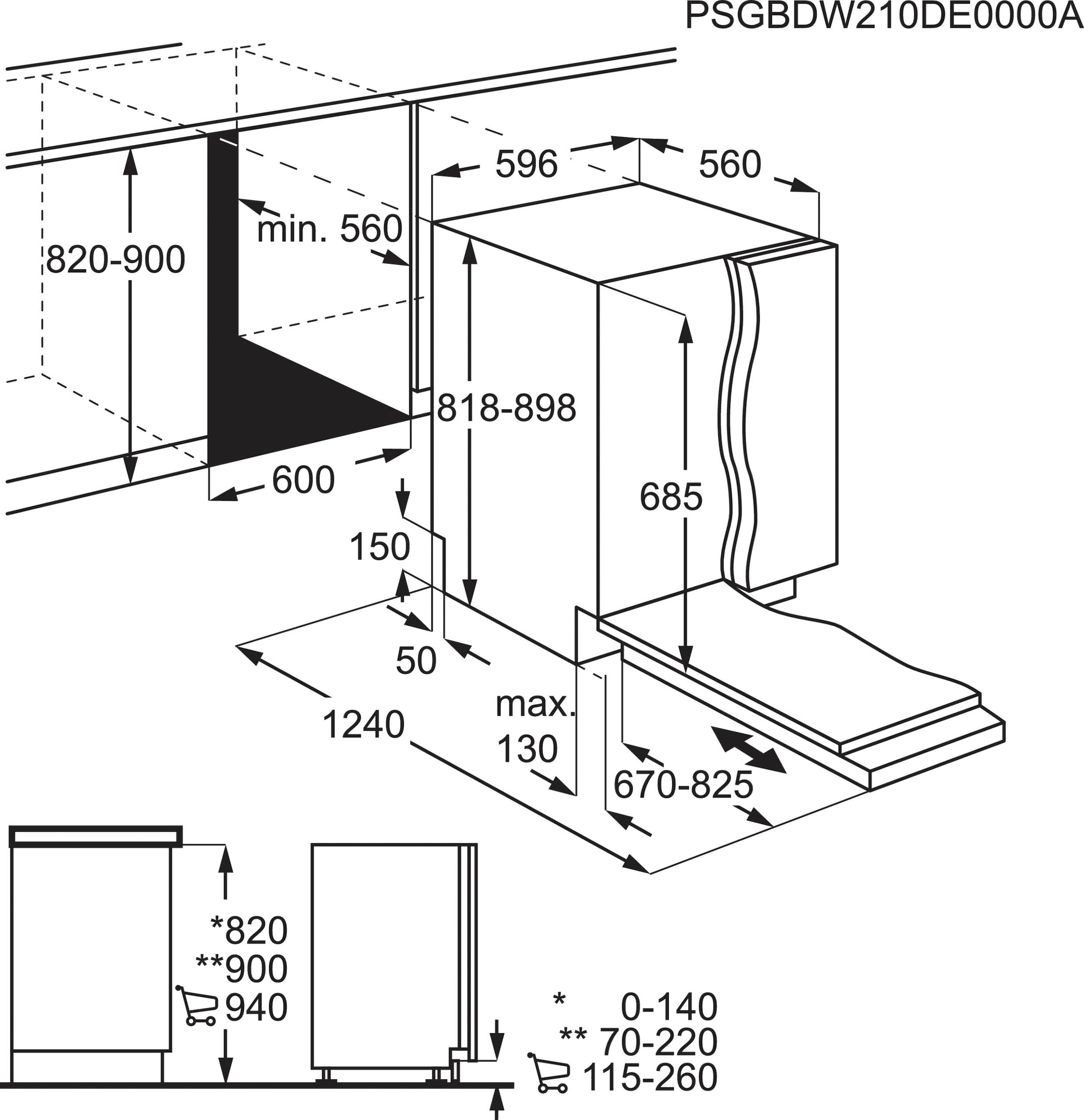 AEG vollintegrierbarer Geschirrspüler »FSE75757P 911438477«, FSE75757P 911438477, 14 Maßgedecke