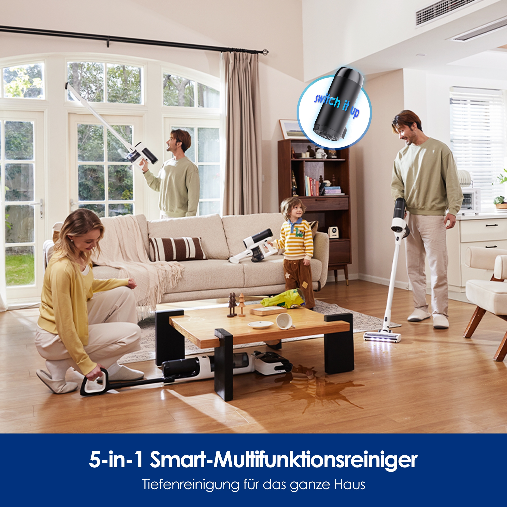 Tineco Nass-Trocken-Sauger »Floor One Switch S6 Stretch Plus mit 85°Grad Heißluft-Trocknung«, für Tierhaare & Allergiker, Selbstreinigung, Teppich & Hartboden