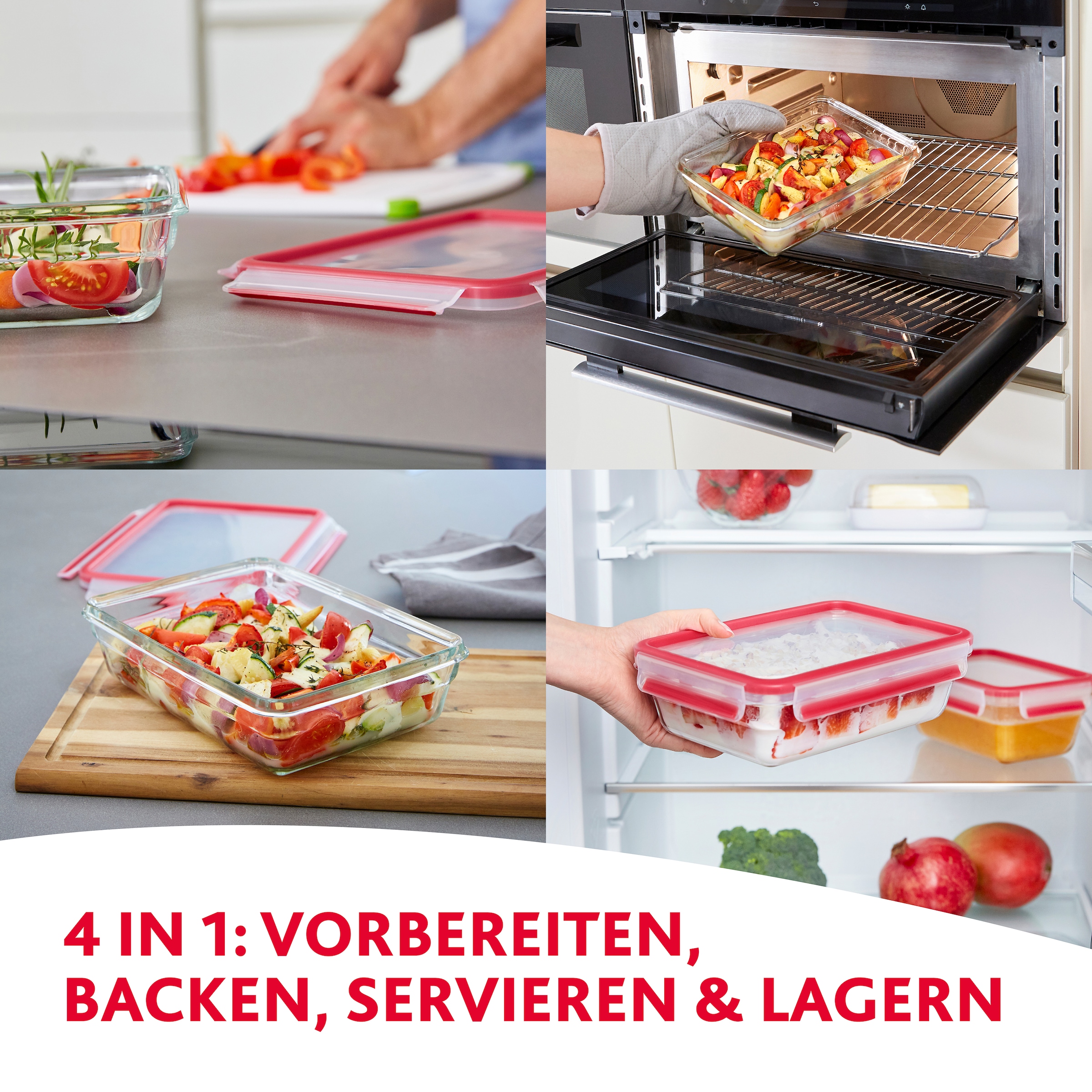 Emsa Frischhaltedose »Clip&Close, Made in Germany«, (4 tlg.), backofen-, gefrierfest, mikrowellengeeignet, (4 Dosen mit Deckel)