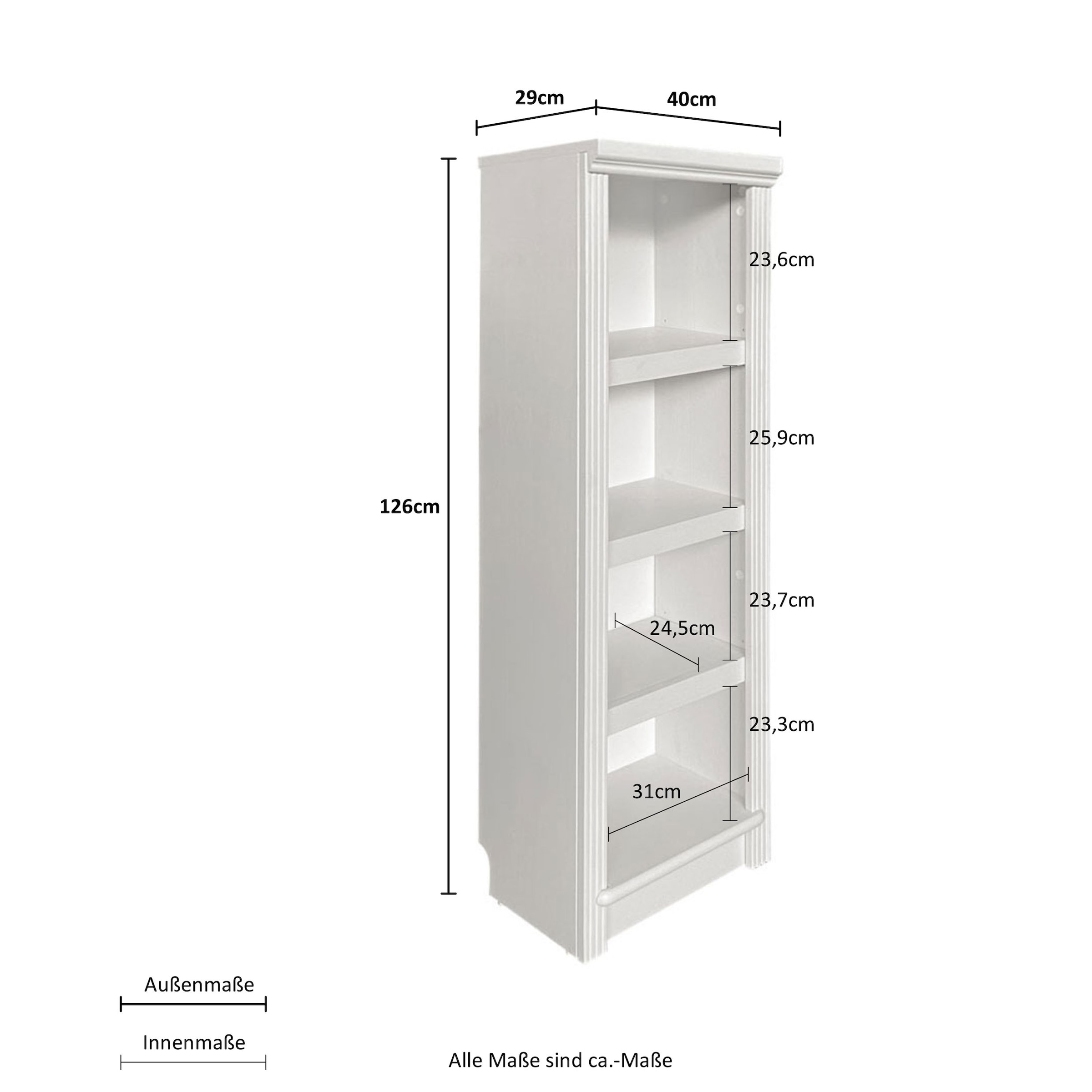 Home affaire Standregal »Soeren Stege«, aus massiver Kiefer, Maße (B/T/H): 40/29/126 cm