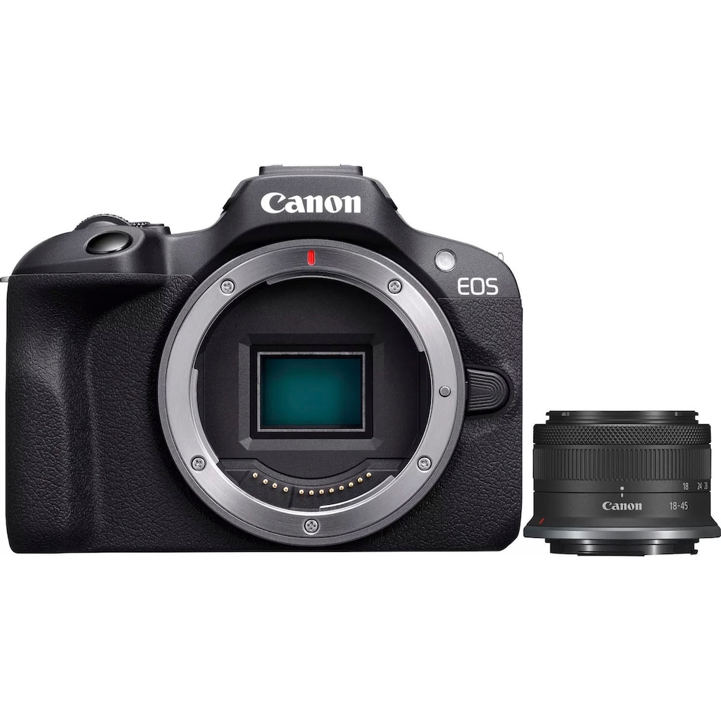 Canon Systemkamera »EOS R100 + RF-S 18-45mm F4.5-6.3 IS STM Kit«, RF-S 18-45mm F4.5-6.3 IS STM, 24,1 MP, Bluetooth-WLAN