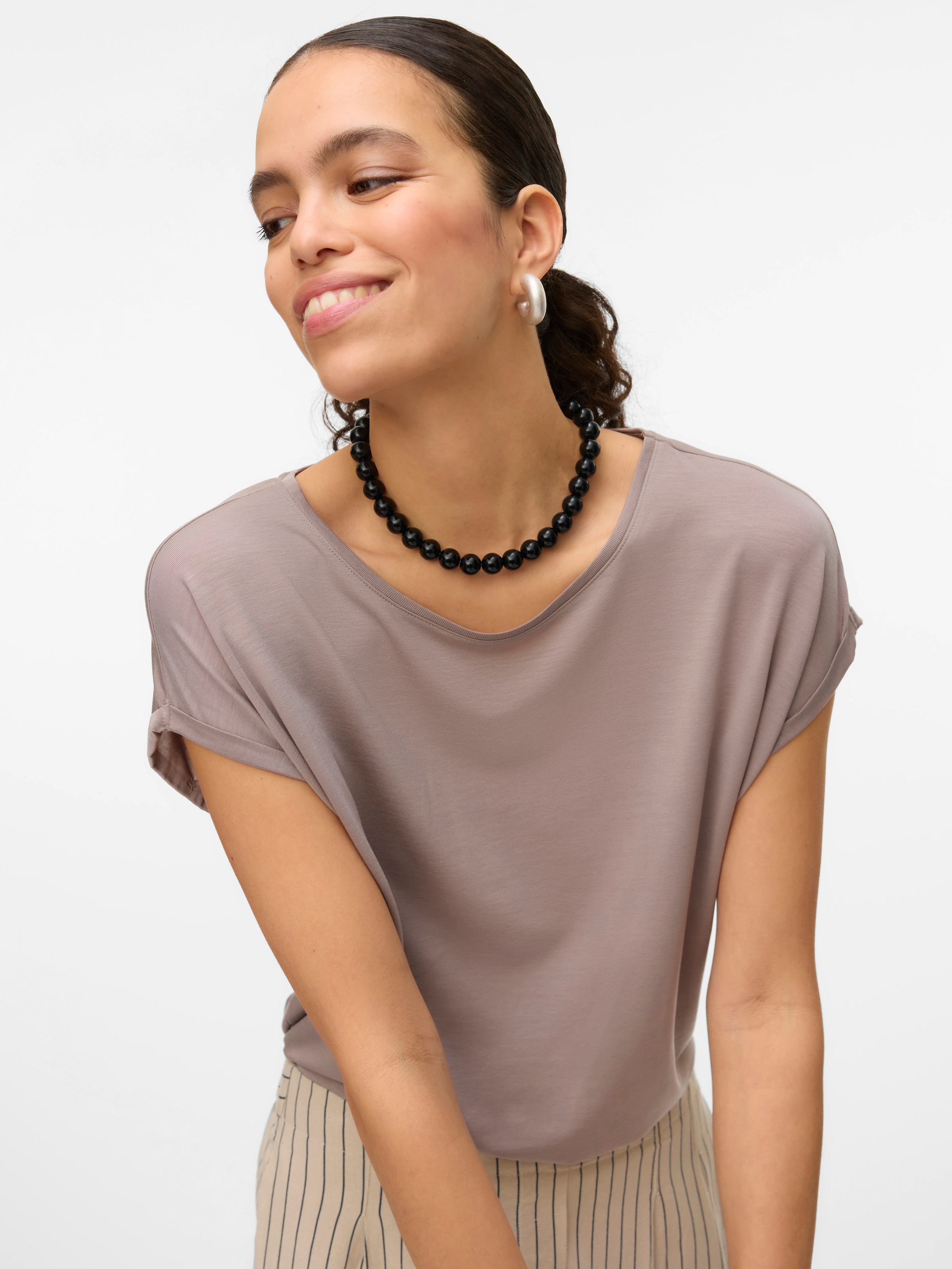 Vero Moda Rundhalsshirt »VMAVA PLAIN SS TOP GAJRS NOOS«