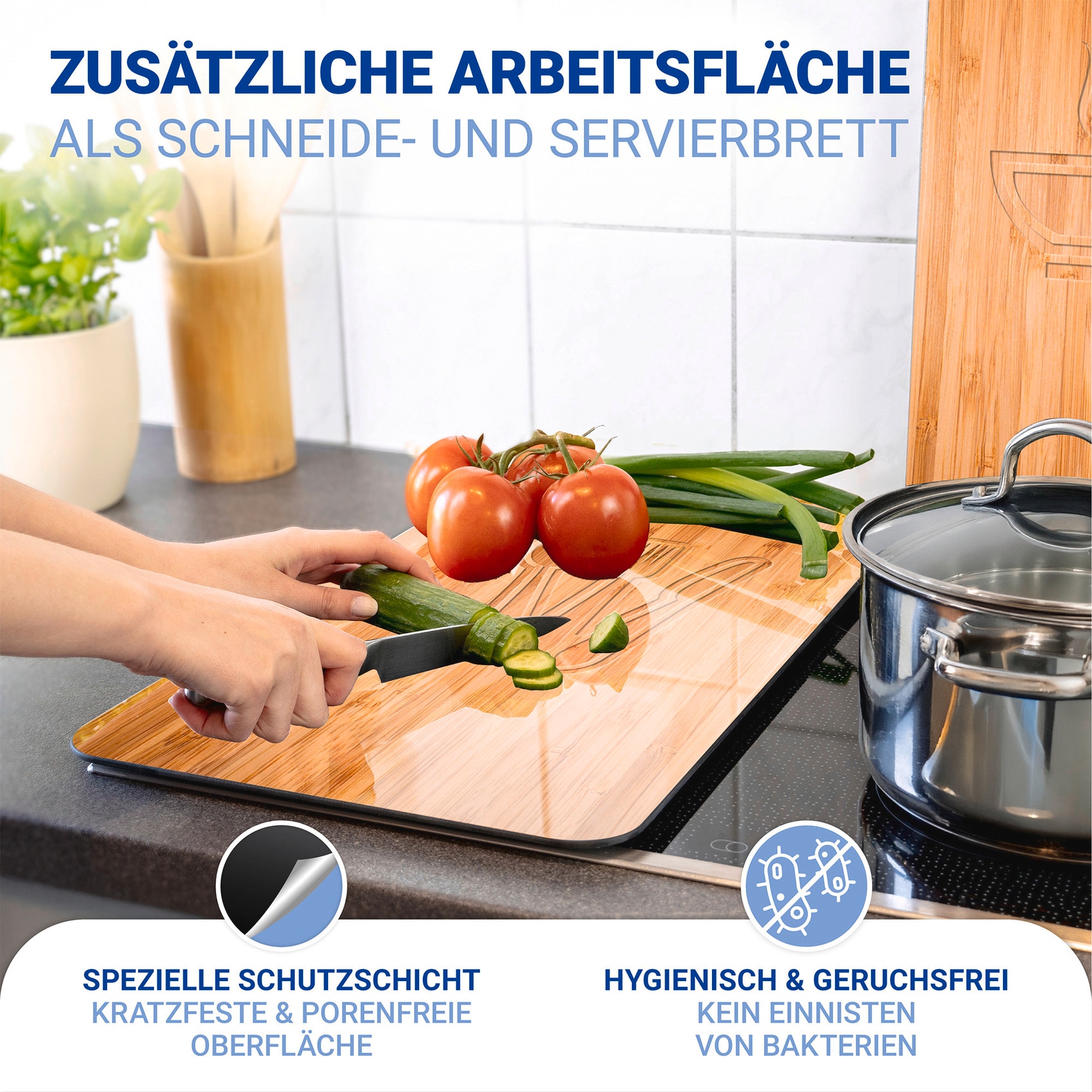 WENKO Herd-Abdeckplatte »Universal Modell Lunch« Herdabdeckung für alle Herdarten, kratzfest, mit rutschfesten Füßen