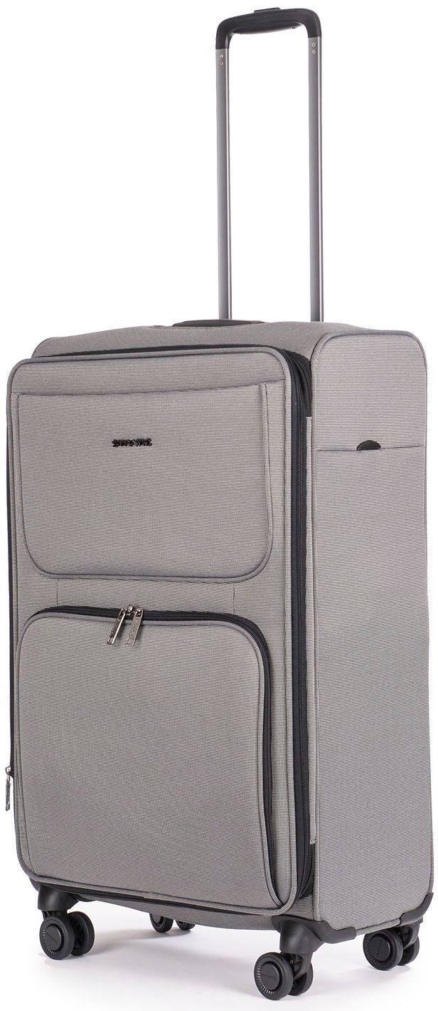 Stratic Weichgepäck-Trolley »Bendigo Light + M, silver«, 4 Rollen, Reisekoffer großer Koffer Aufgabegepäck TSA-Zahlenschloss