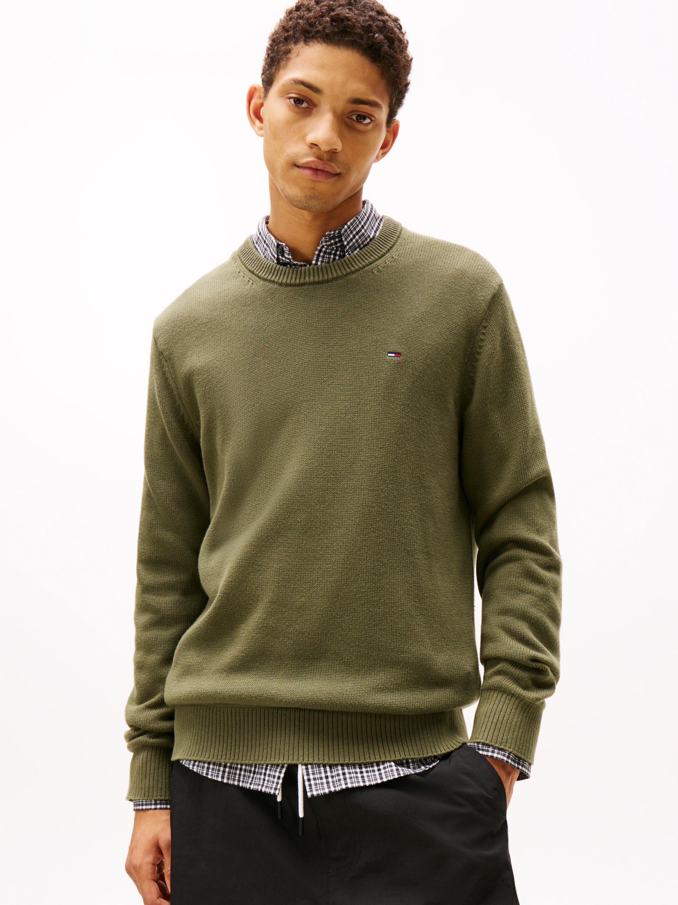 Tommy Jeans Rundhalspullover Slim fit mit Rundhalsausschnitt