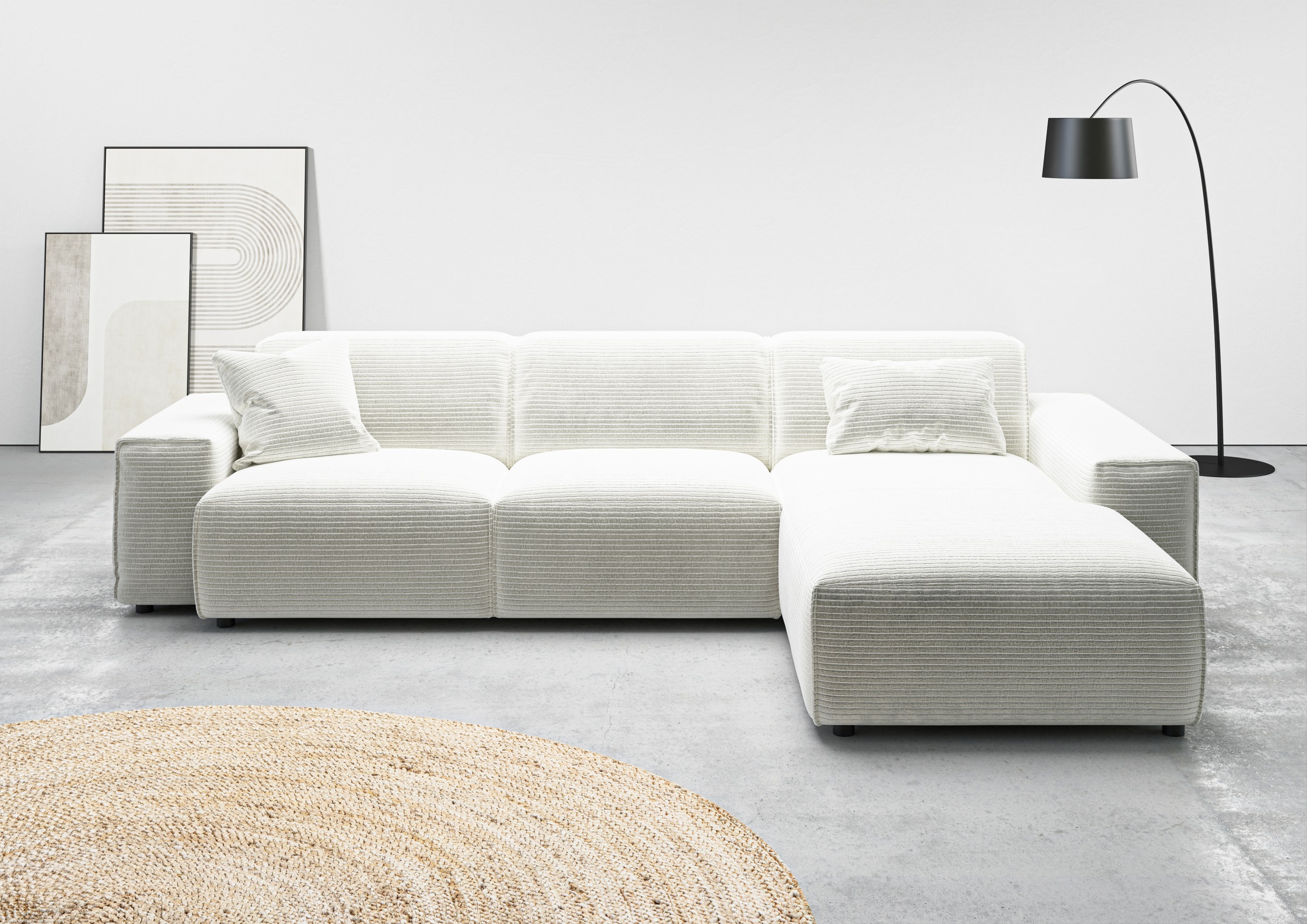 andas Ecksofa »Glimminge auch in Breitcord, Feincord, Bouclé + Easy care-Bezug«, L-Form, Breite 294, Zierkissen