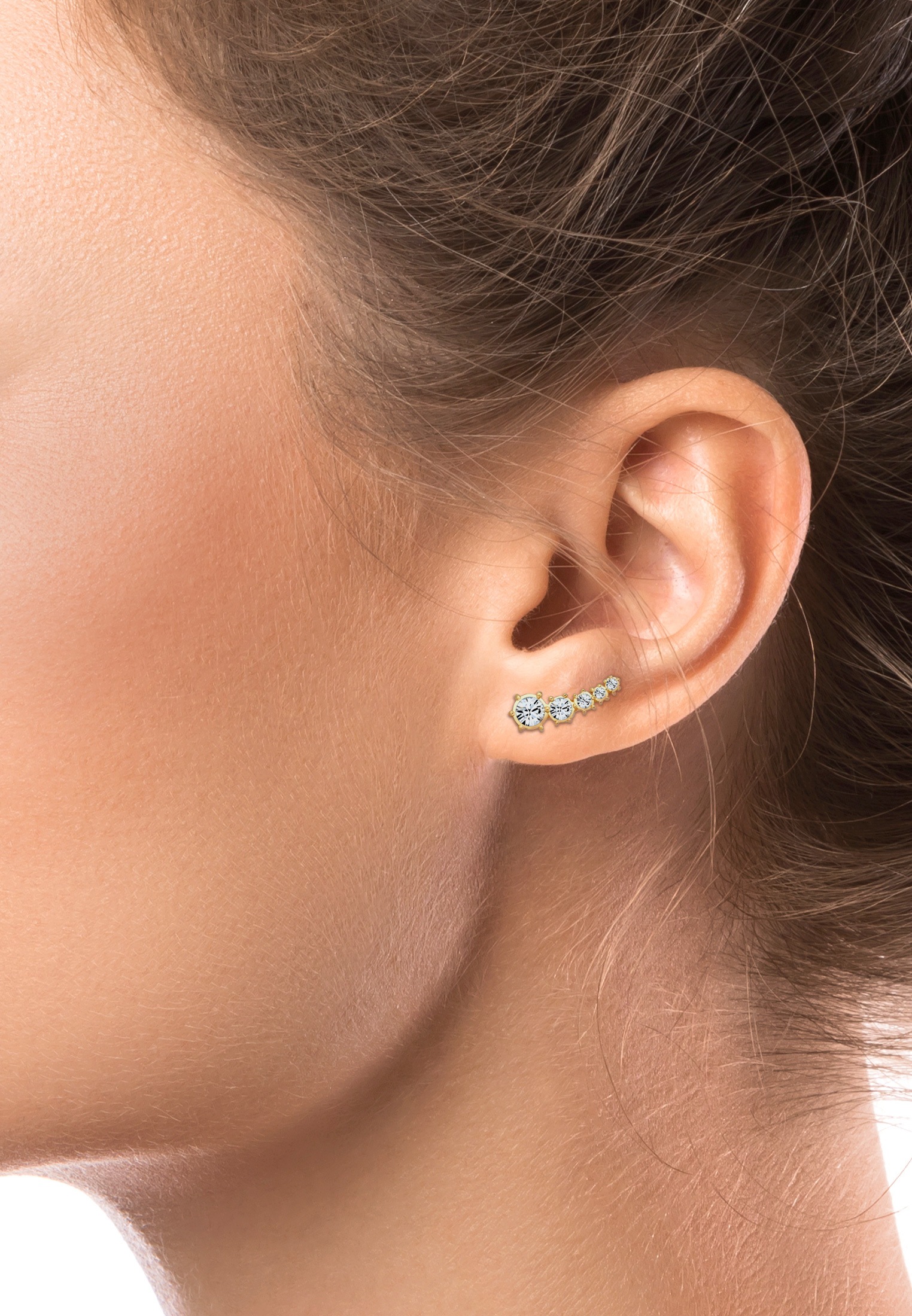 Elli Paar Ohrstecker »Ohrringe Earcuff Klassik Kristalle 925 Silber«