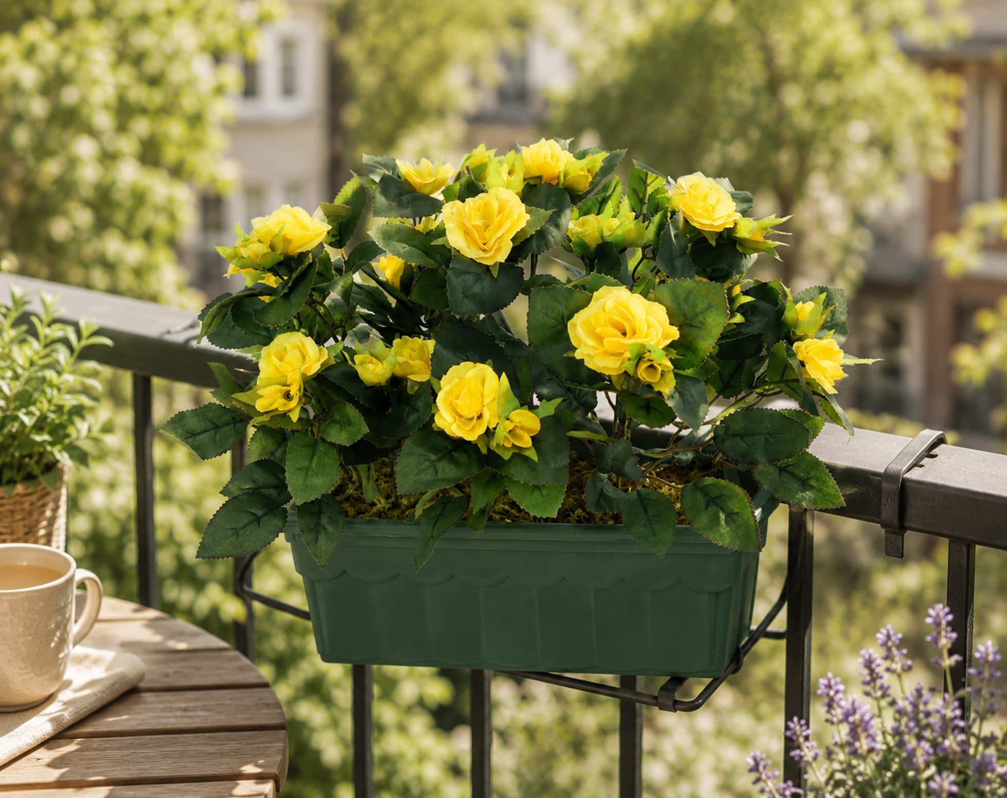 I.GE.A. Kunstblume »Künstlicher Wildrosen-Busch im Kasten 30cm Deko Rosen Kunstrosen« Rosenbusch Wildröschen Kunstpflanze Blume Hochzeitsdeko Deko Dekoblume