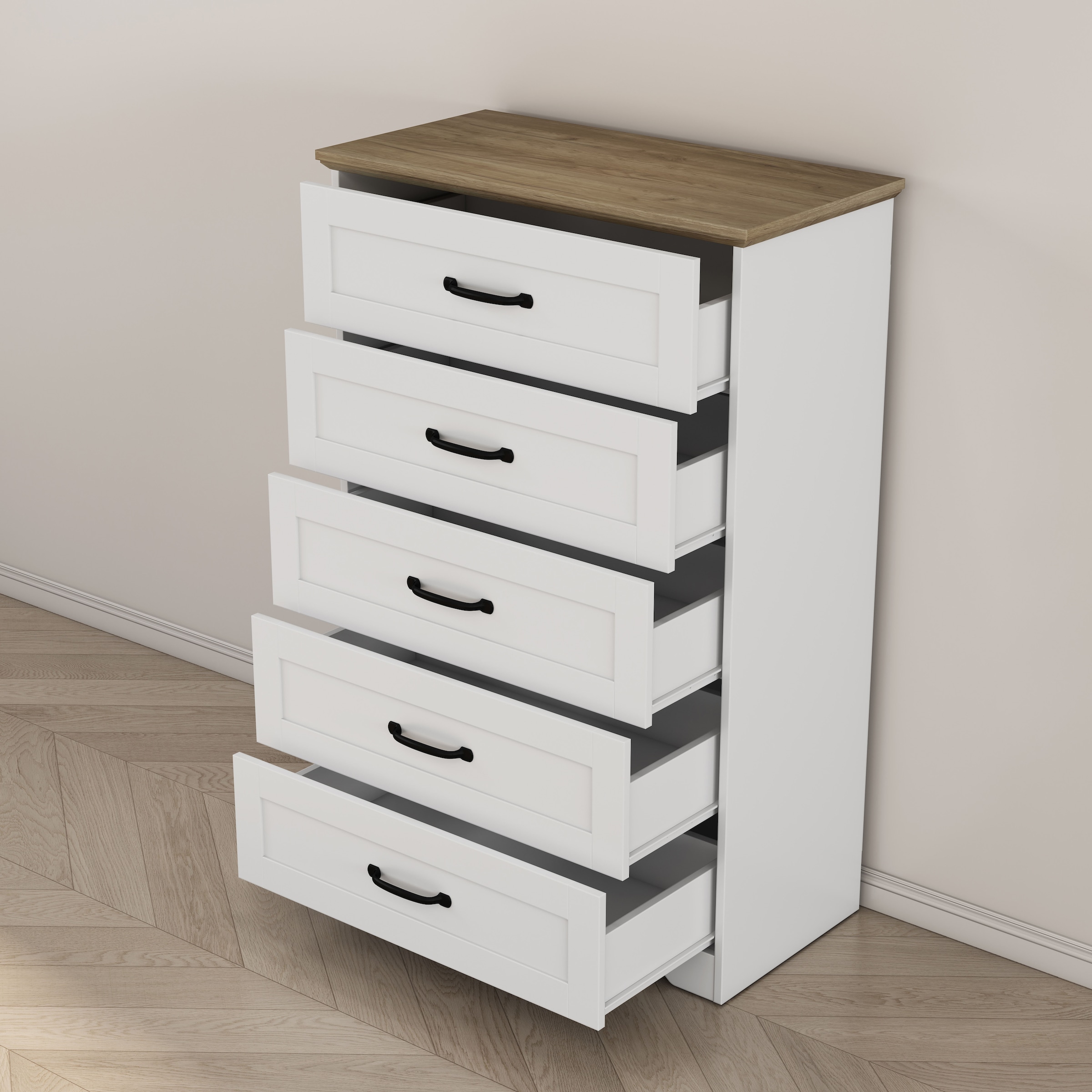 OTTO home Schubkastenkommode »Emmilia Sideboard im Landhaus Design« Kommode mit viel Stauraum im Schlafzimmer,  Schubladenschrank Sideboard Wäscheschrank Skandi Design