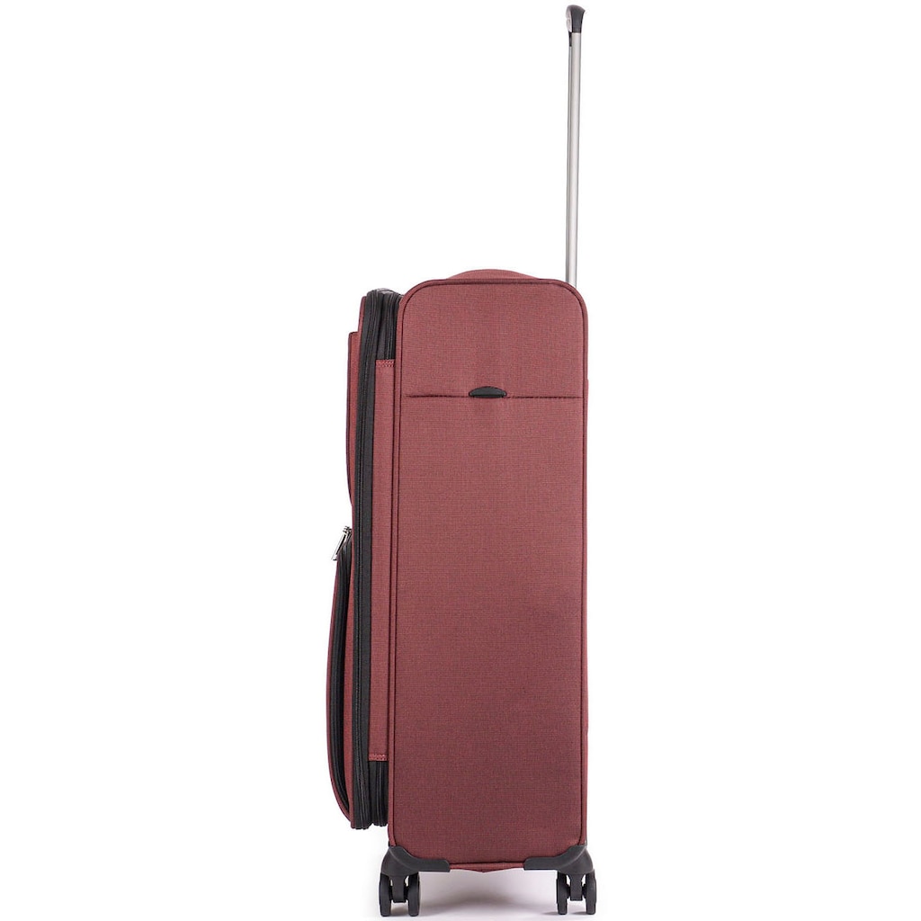 Stratic Weichgepäck-Trolley »Bendigo Light + M, redwine«, 4 Rollen, Reisekoffer großer Koffer Aufgabegepäck TSA-Zahlenschloss