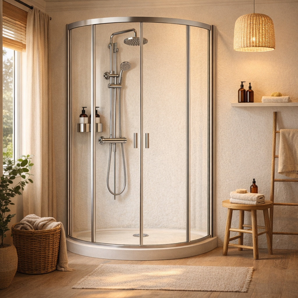 welltime Runddusche »New Summer« Hohe 190 cm, 6mm ESG, Easy Clean, verbessertes Rollensystem