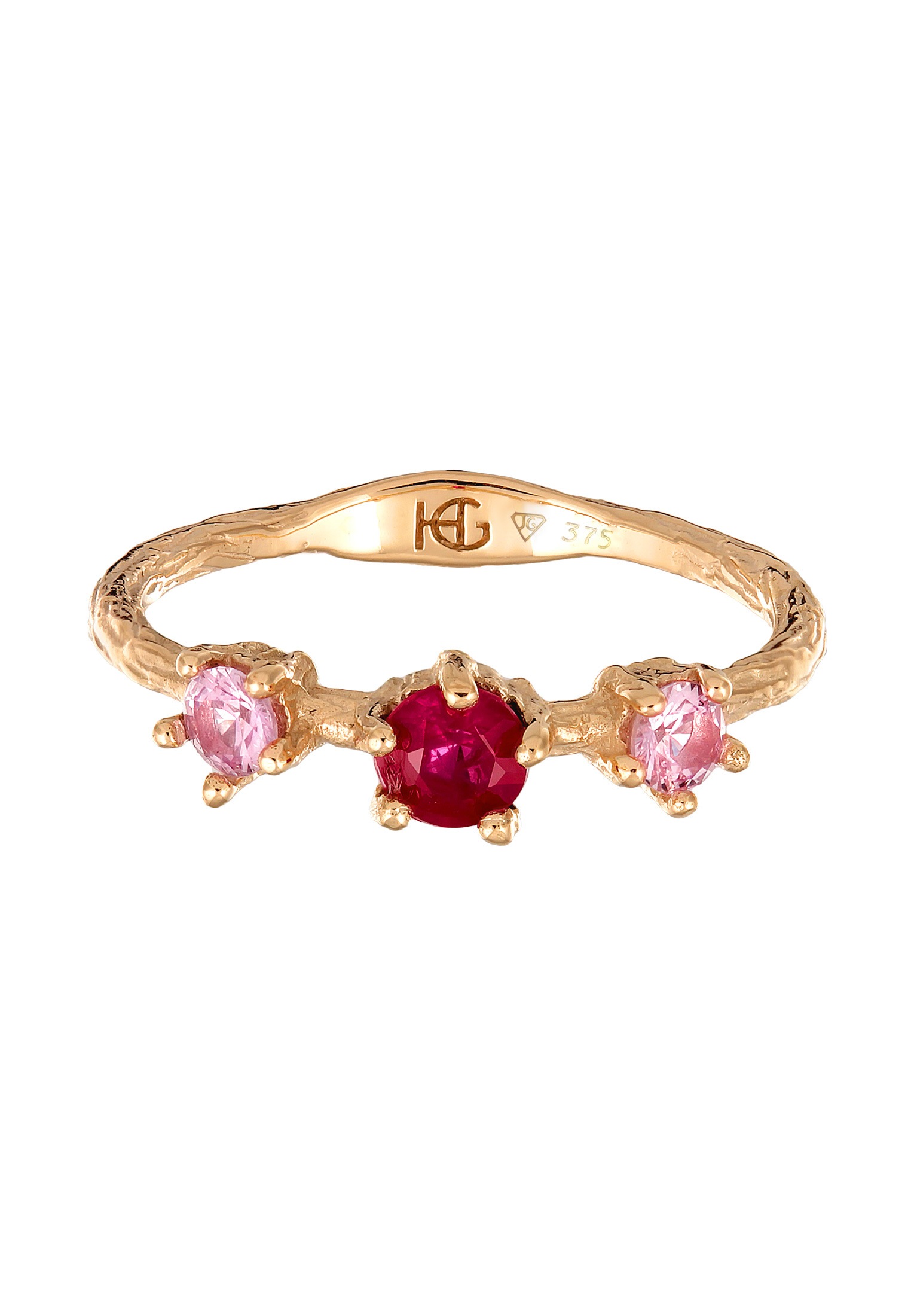 HAZE & GLORY Silberring »Ring Rubin Saphir synthetisch 375 Gelbgold«