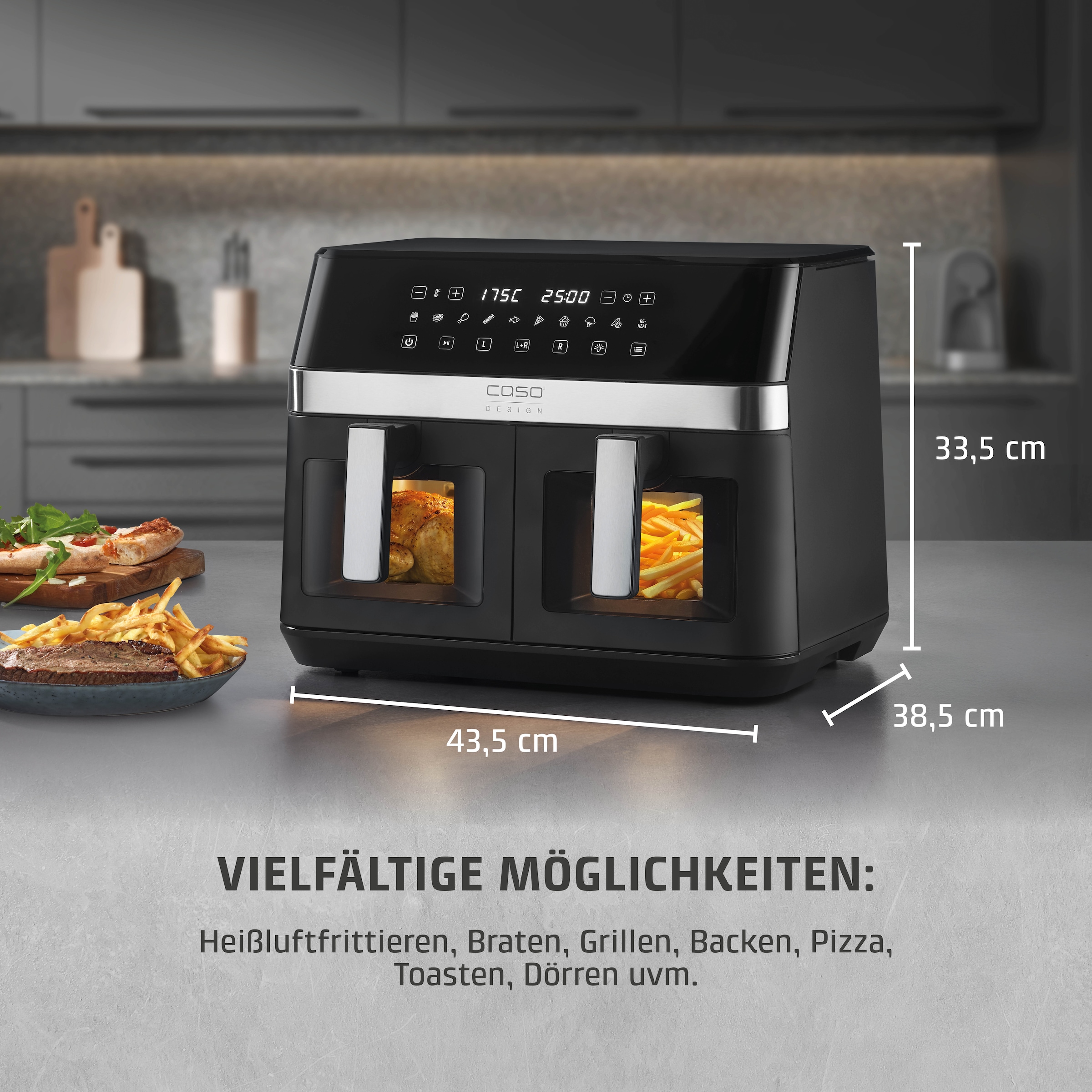 Caso Heißluftfritteuse »3186  Design AirFry DuoChef« 2200 W Fassungsvermögen 0 l