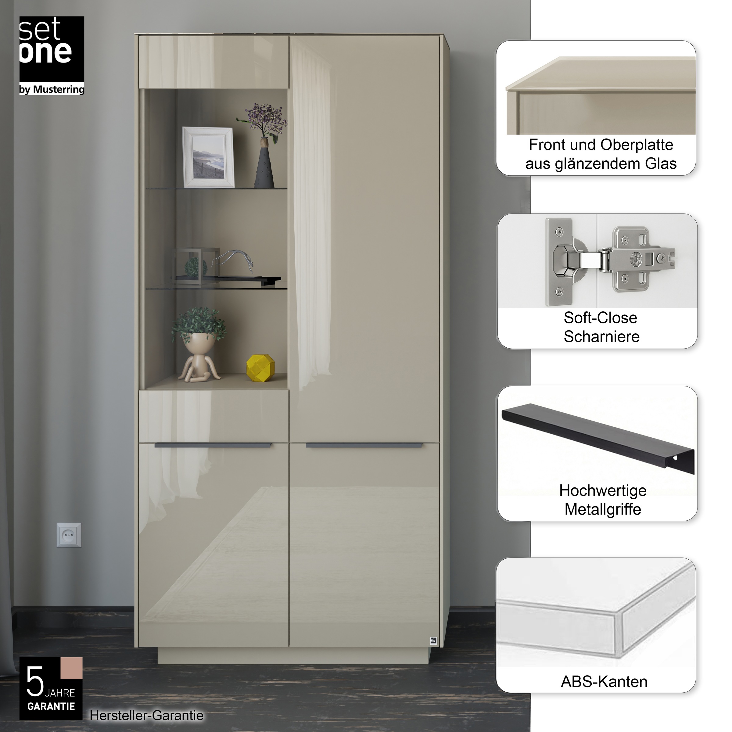 set one by Musterring Standvitrine »Reno« 1 Stk. tlg. Mit Sockel in diversen Farben, 193 cm Höhe & Farbauswahl