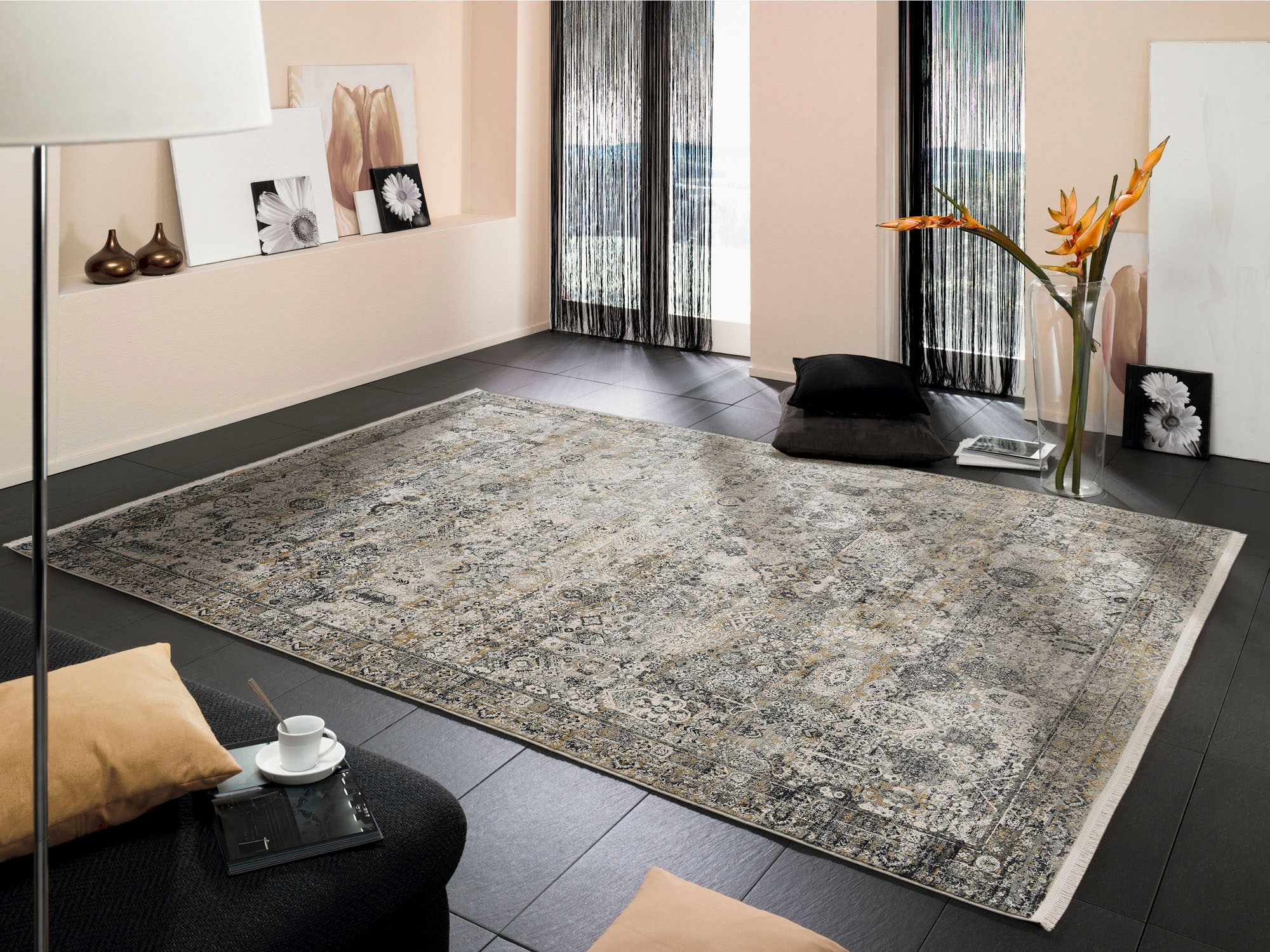 OCI DIE TEPPICHMARKE Teppich »Tradi«, rechteckig, 8 mm Höhe, Glanz Viskose, mit Fransen, Wohnzimmer