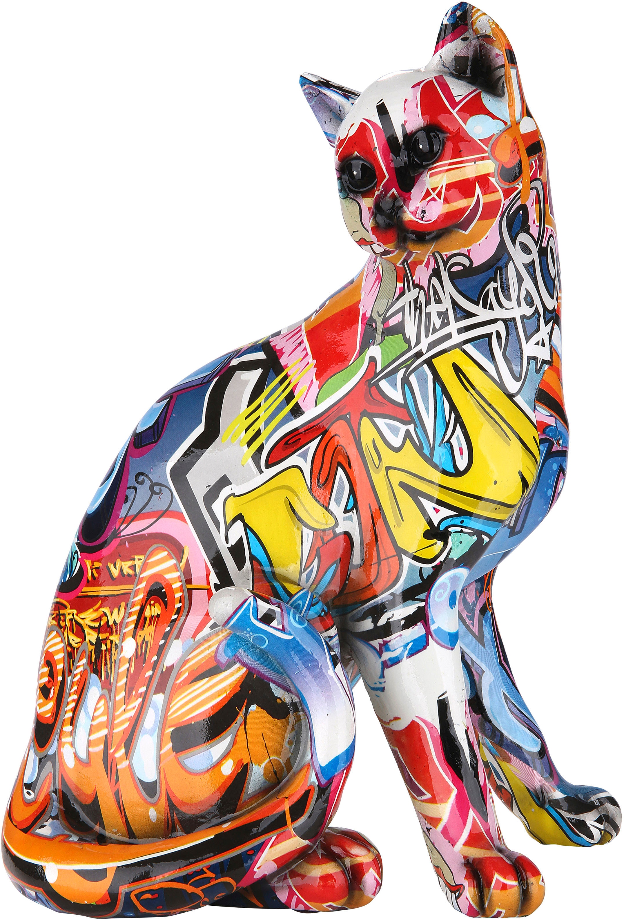 GILDE Dekofigur »Figur Pop Art Katze«, Dekoobjekt, Tierfigur, Höhe 29 cm,  Wohnzimmer bequem bestellen