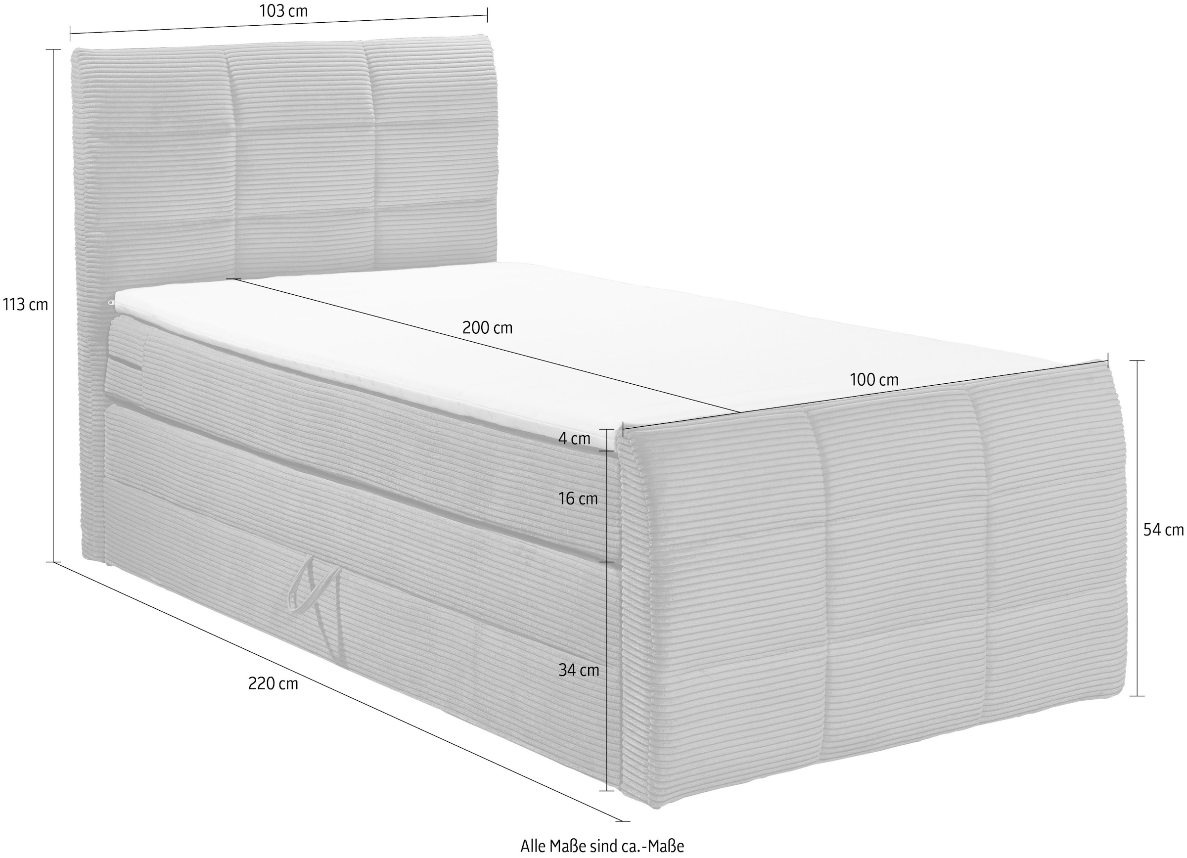 ED EXCITING DESIGN Boxspringbett »Bolivia«, harte Seite mit Kokosmatte, weiche Seite mit Filzabdeckung