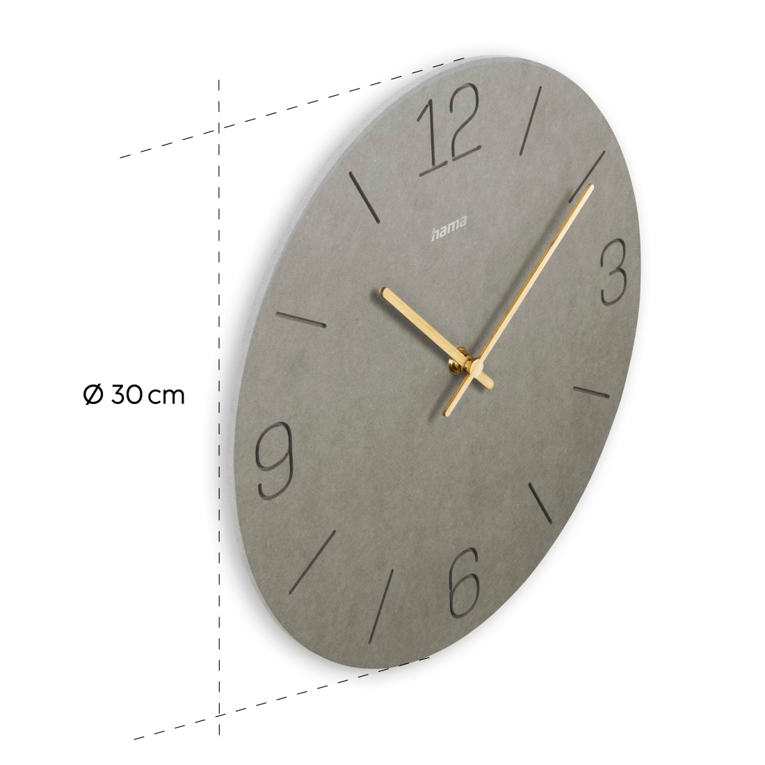 Hama Wanduhr »Uhr "Kreta", Ø 30 cm, Grau« eingravierte Ziffern